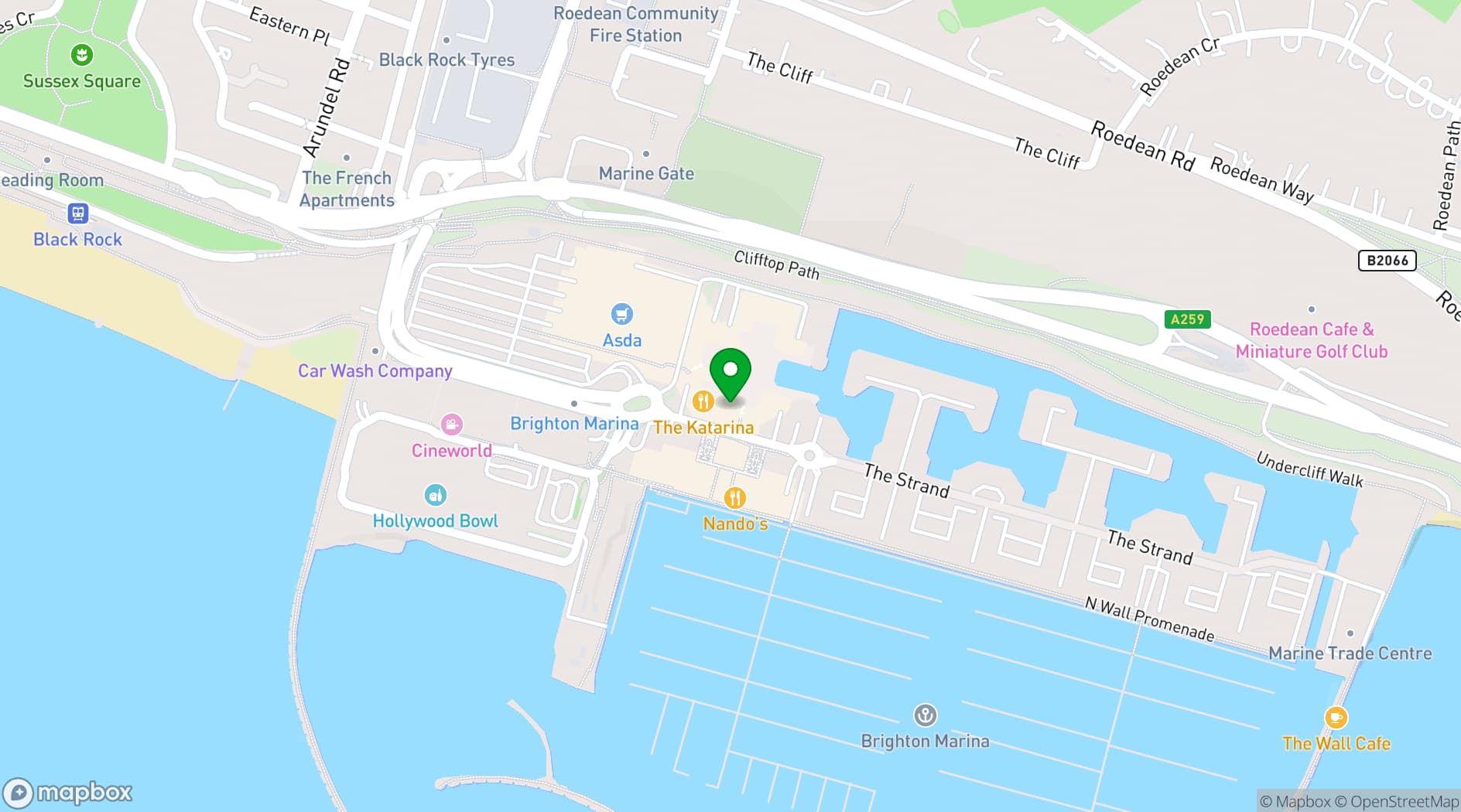 Map showing Malmaison Brighton