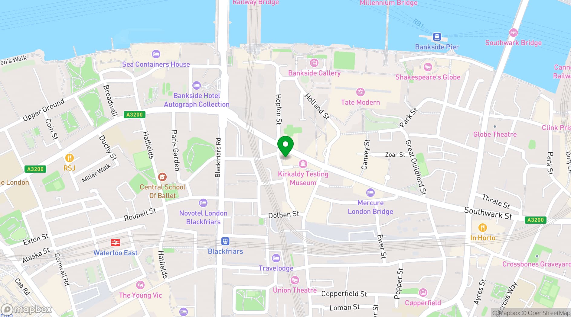 Map showing Holiday Inn Express London Southwark