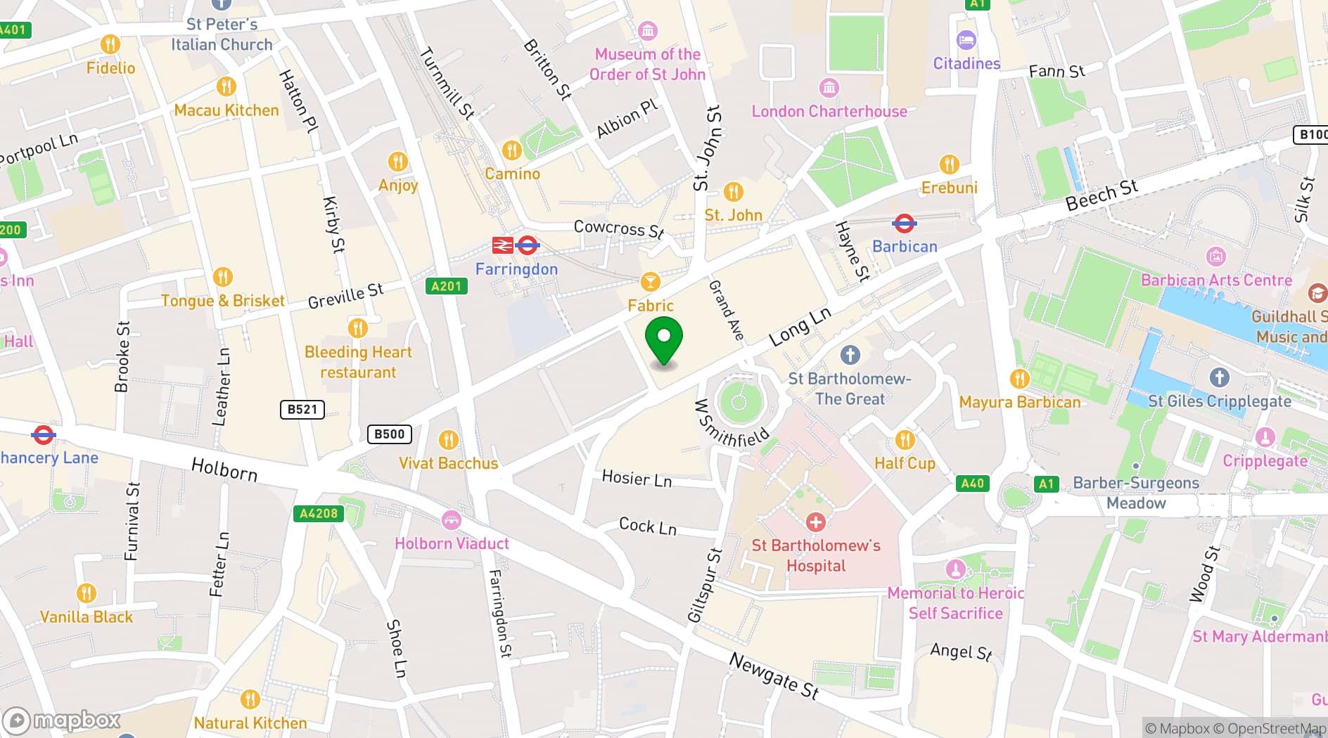 Map showing CCT Venues - Barbican