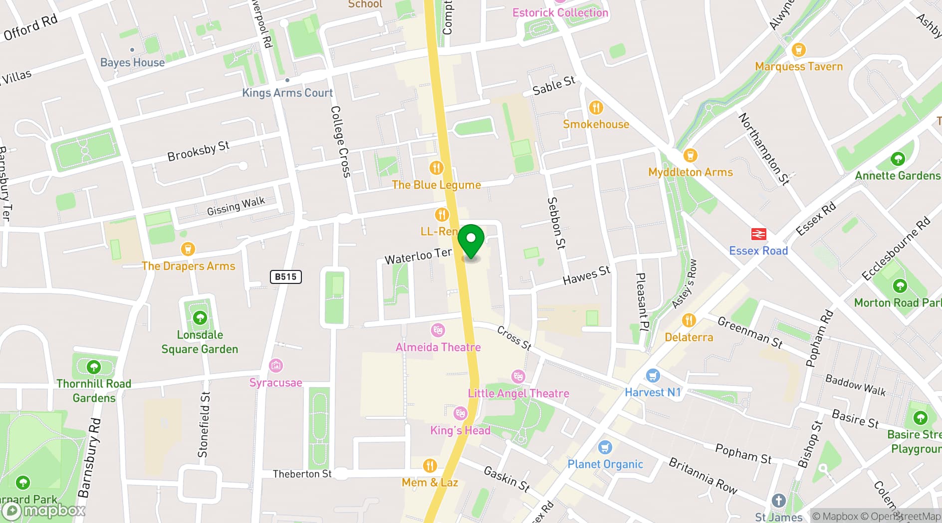 Map showing Unity Islington