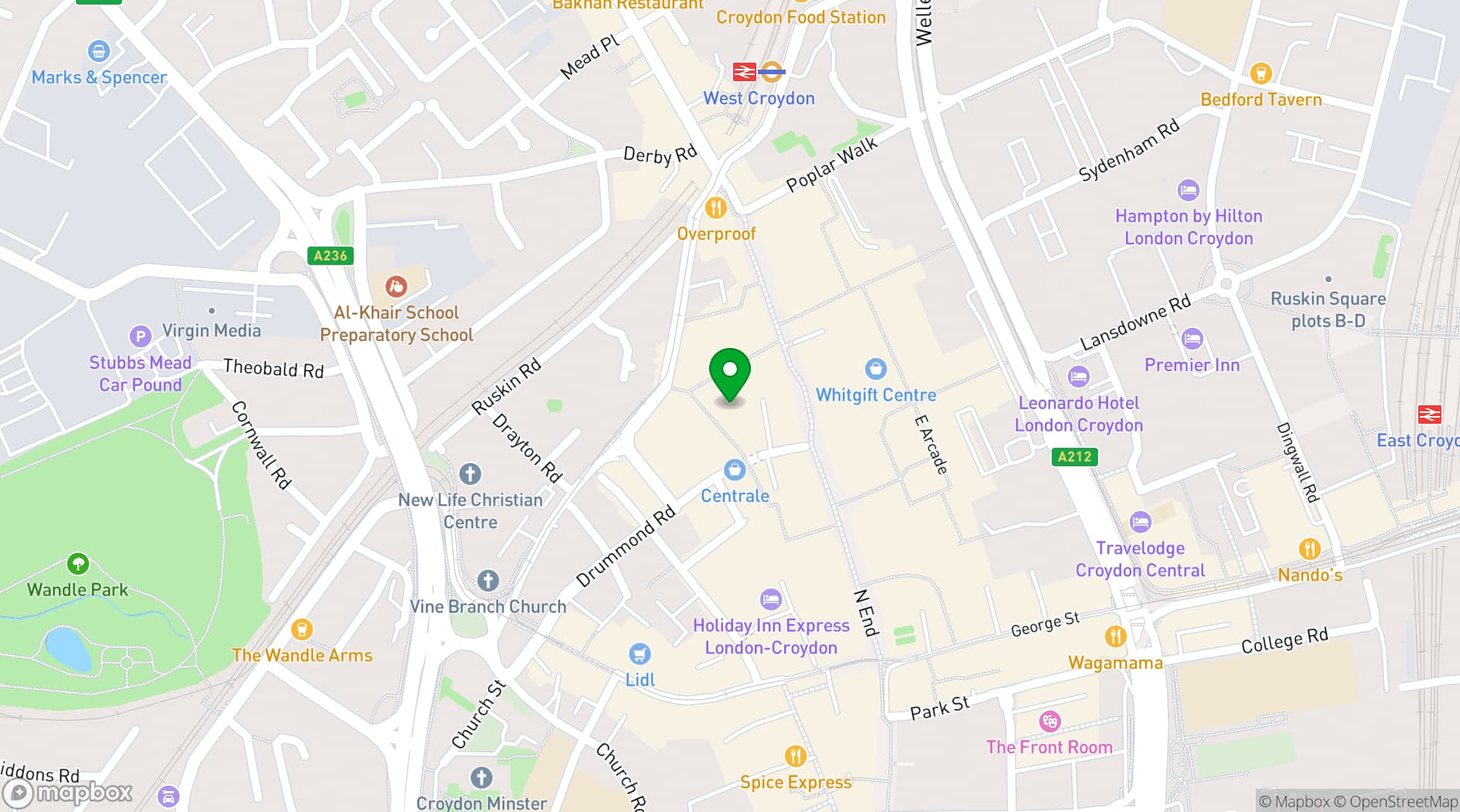 Map showing CROYDON CREATIVE ENTERPRISE ZONE