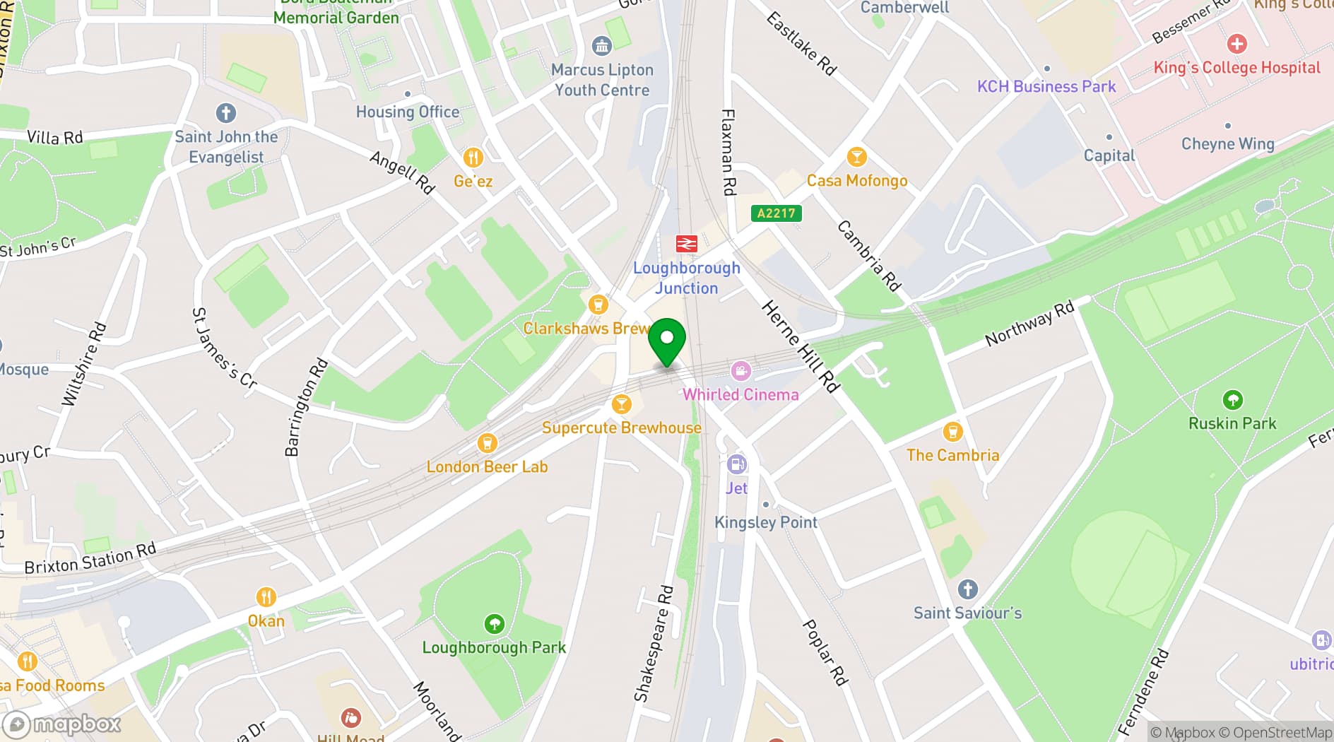 Map showing Craft Metropolis Brixton