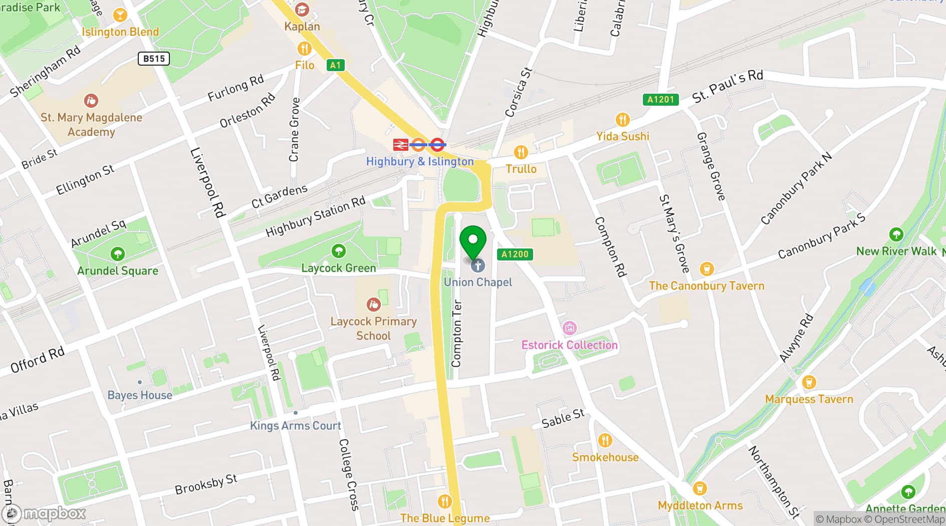Map showing HAVEN Coffee