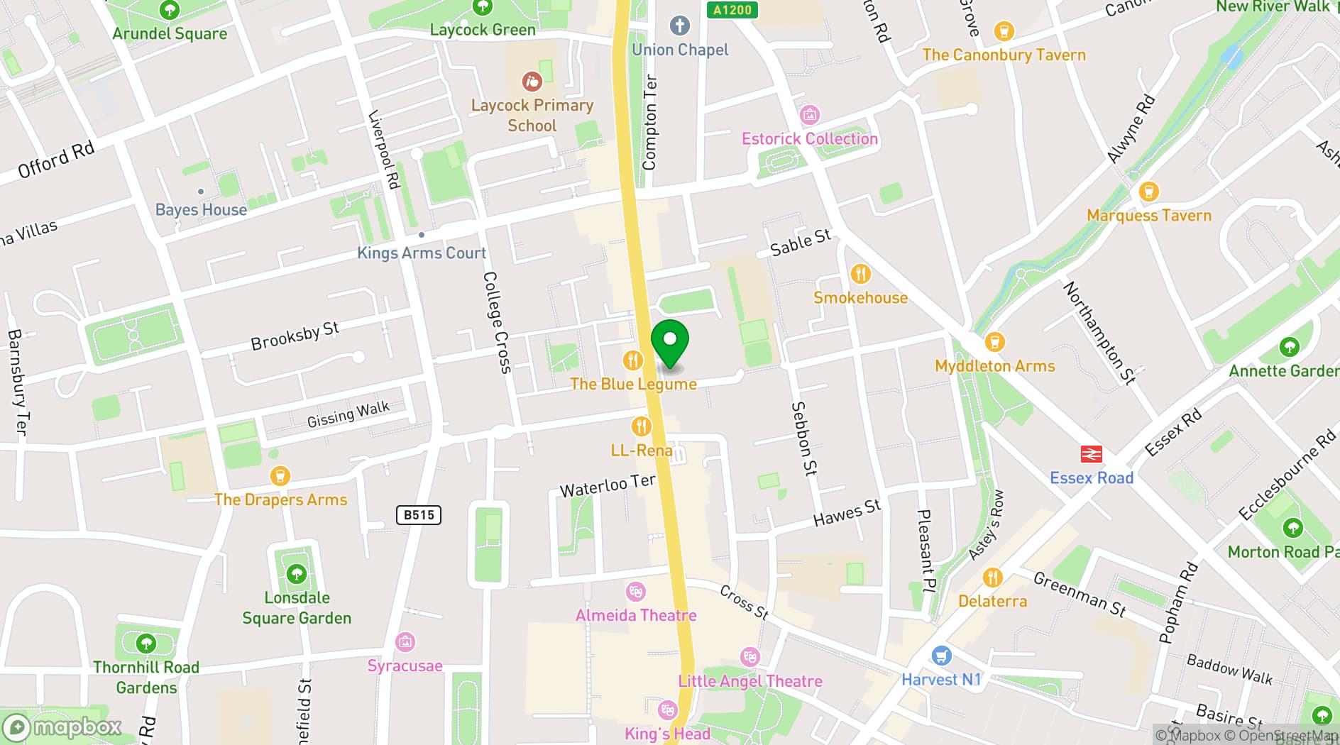 Map showing Islington Assembly Hall