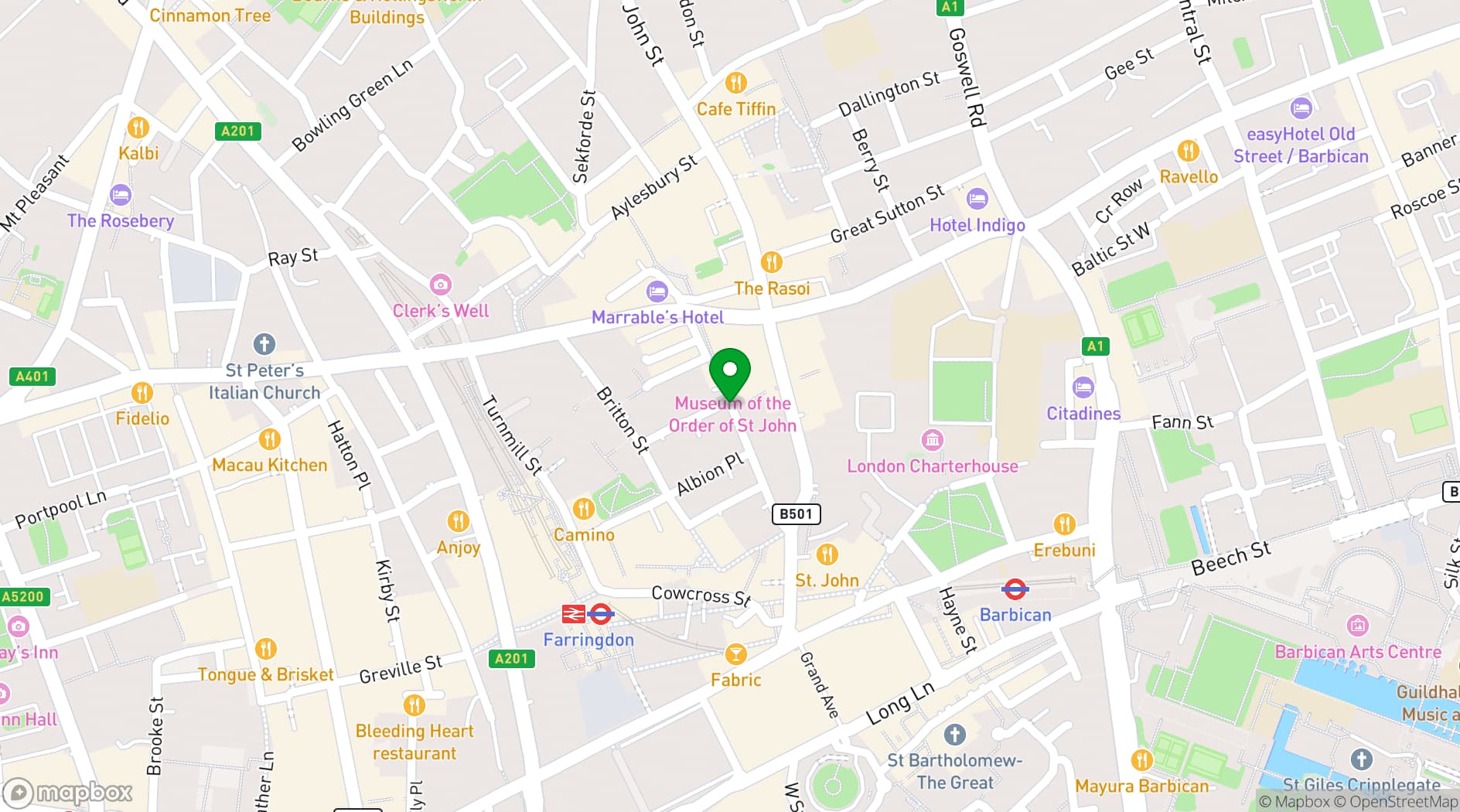 Map showing Museum of the Order of St John 