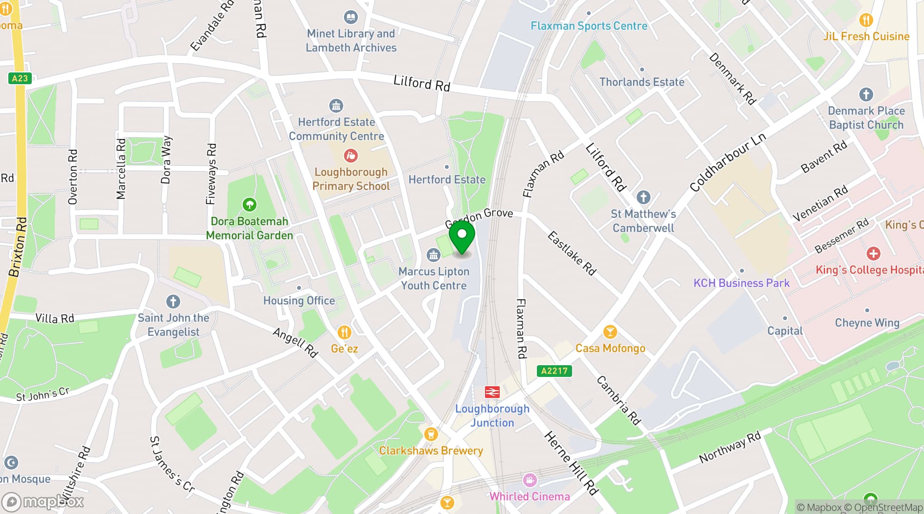 Map showing Grove Adventure Playground
