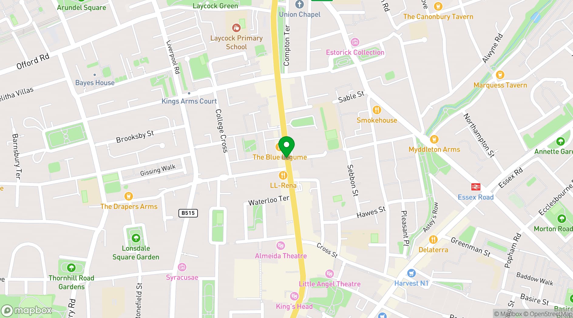 Map showing Lucky Voice Islington