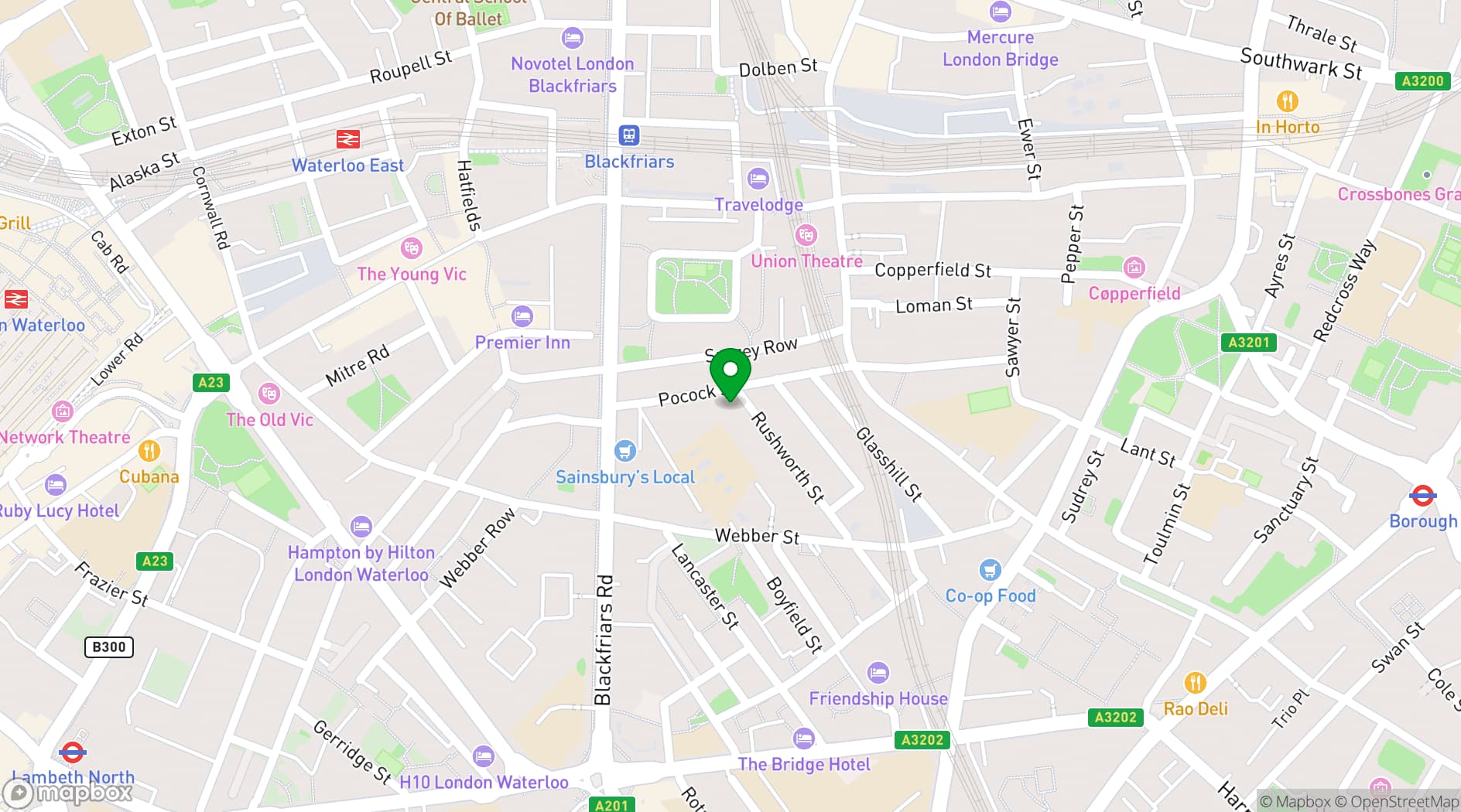 Map showing Blackfriars Settlement
