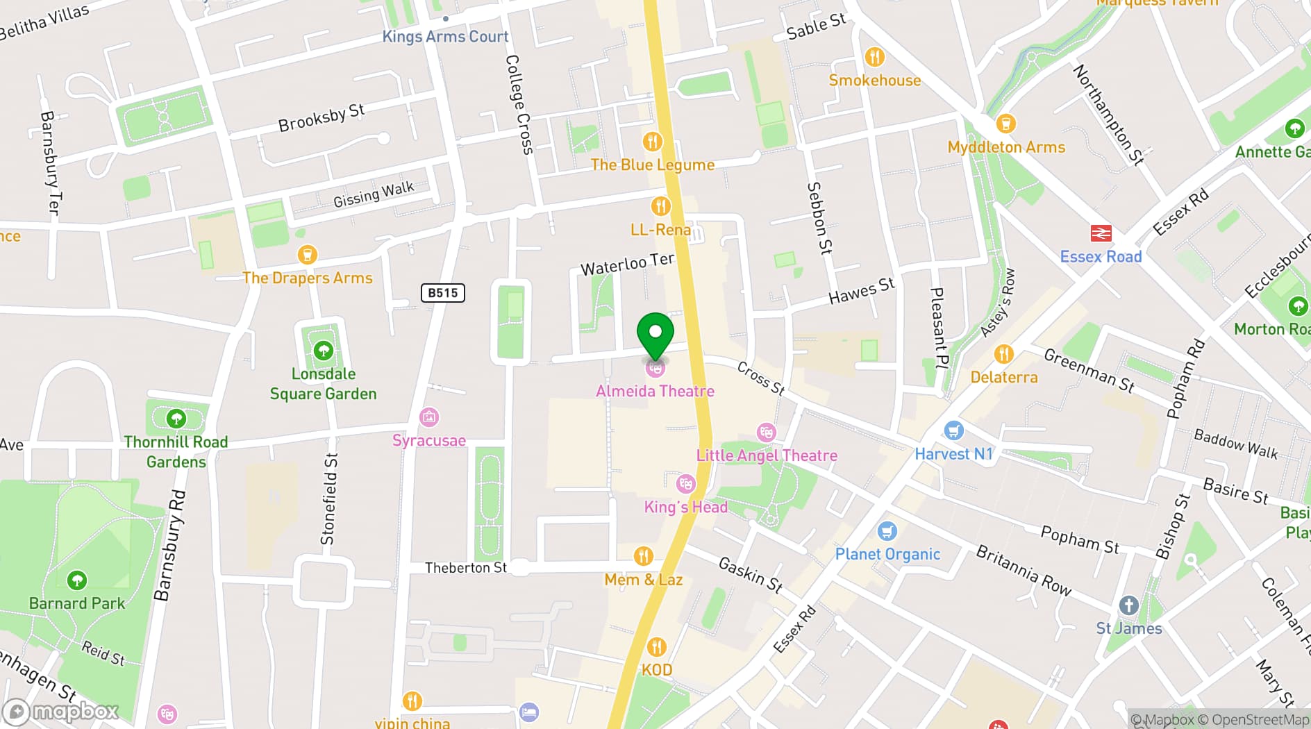 Map showing Almeida Theatre