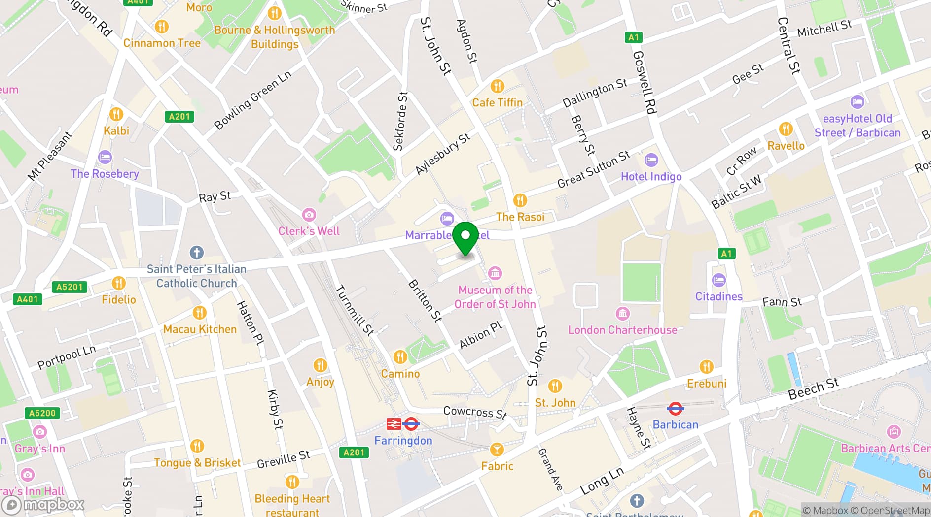 Map showing Clerkenwell & Social
