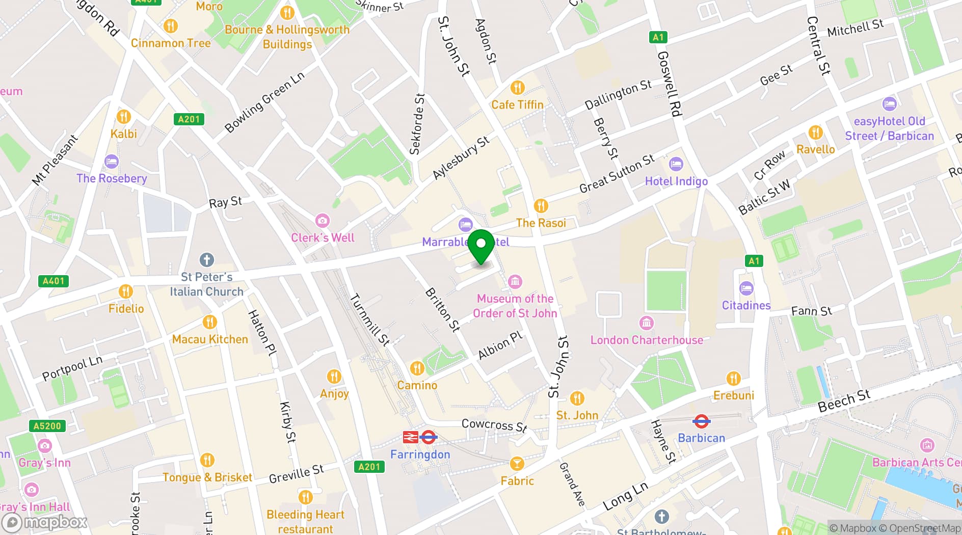 Map showing Clerkenwell & Social