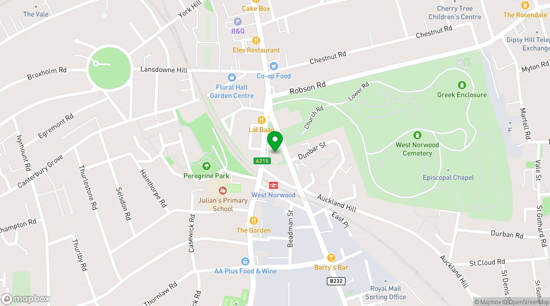 Map showing St Luke's Parish Church West Norwood