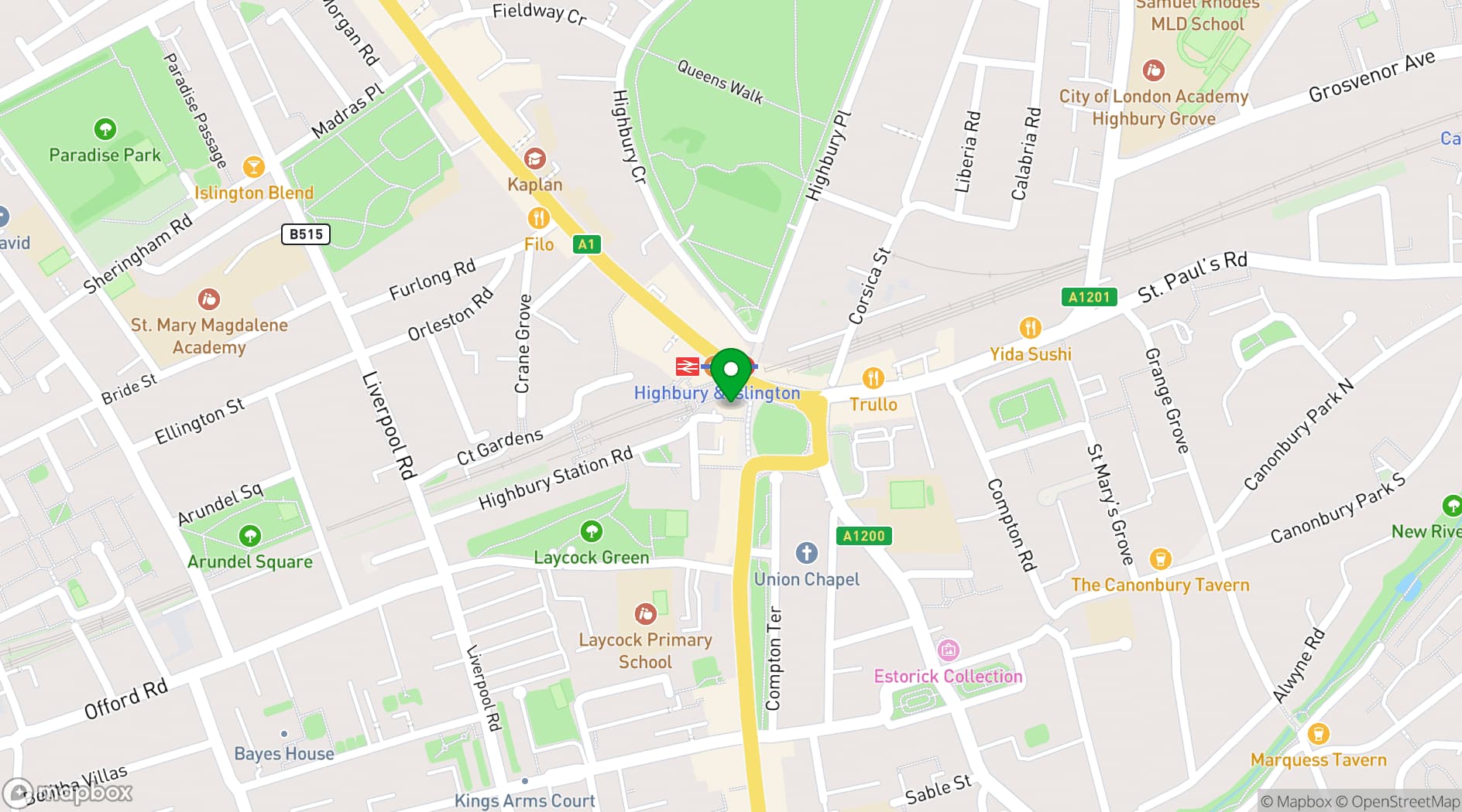 Map showing The Famous Cock Tavern