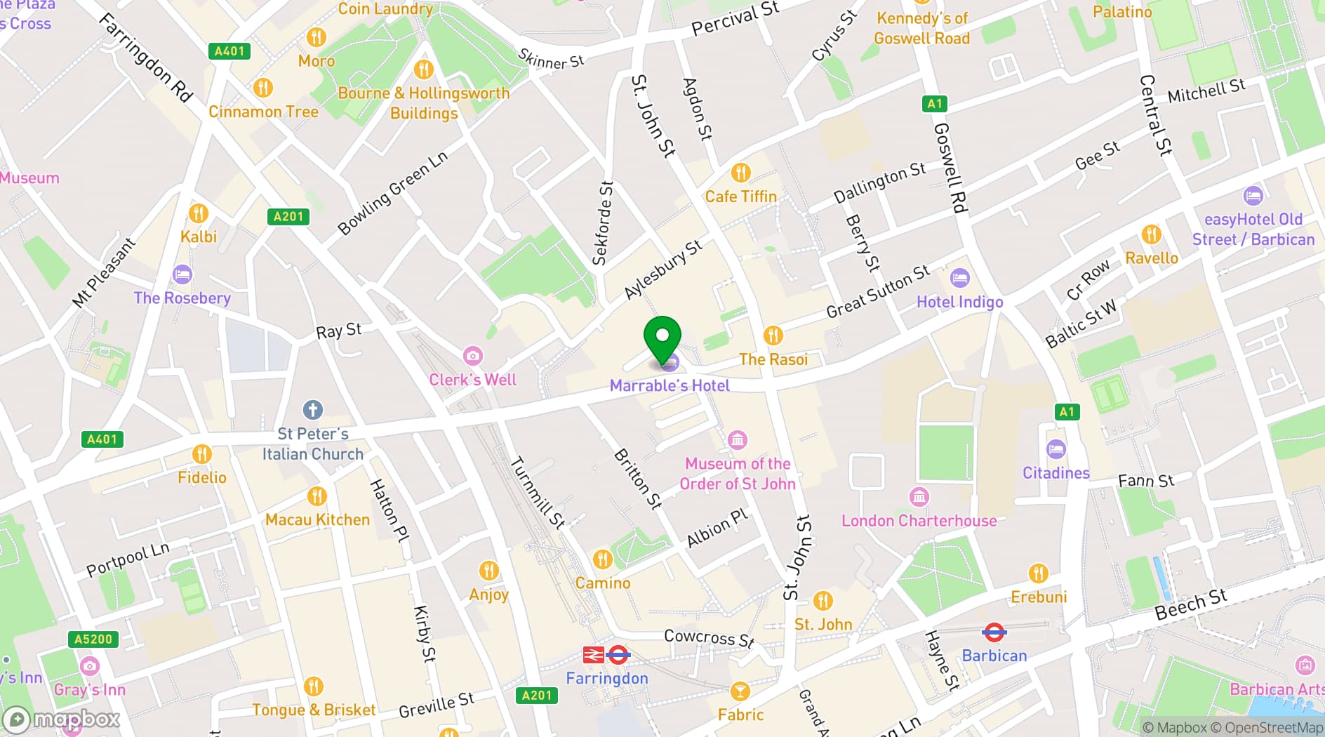 Map showing Marrable's Hotel