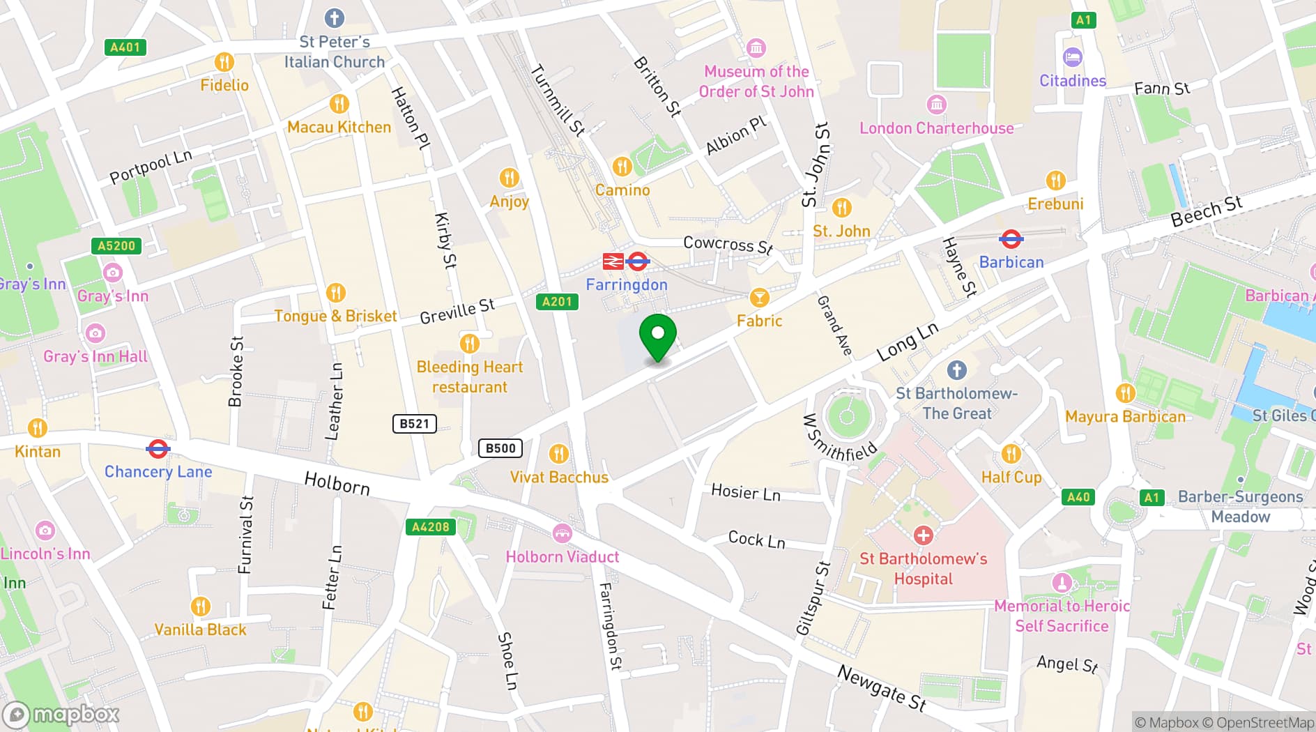 Map showing Draft House Farringdon