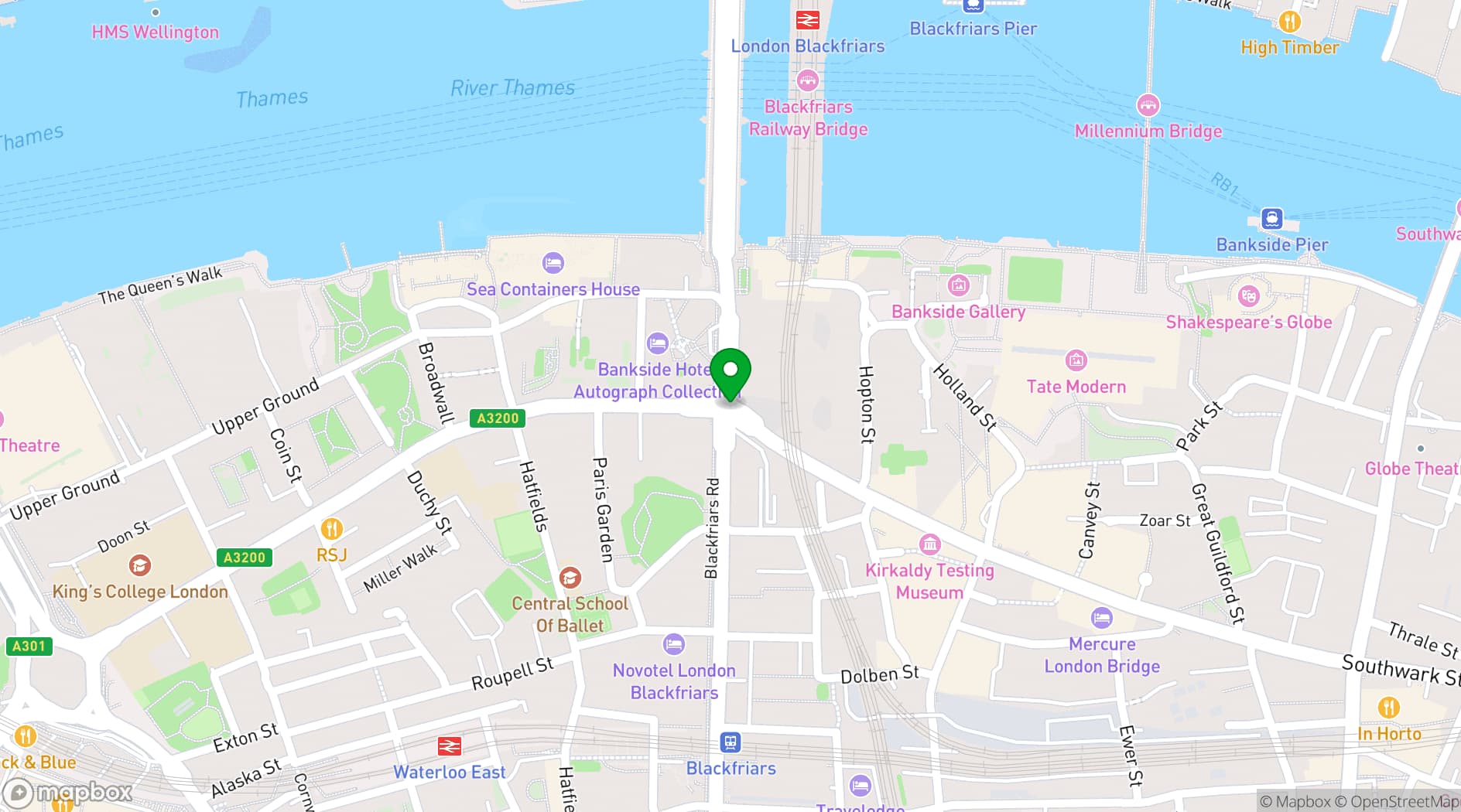 Map showing The Hoxton Southwark