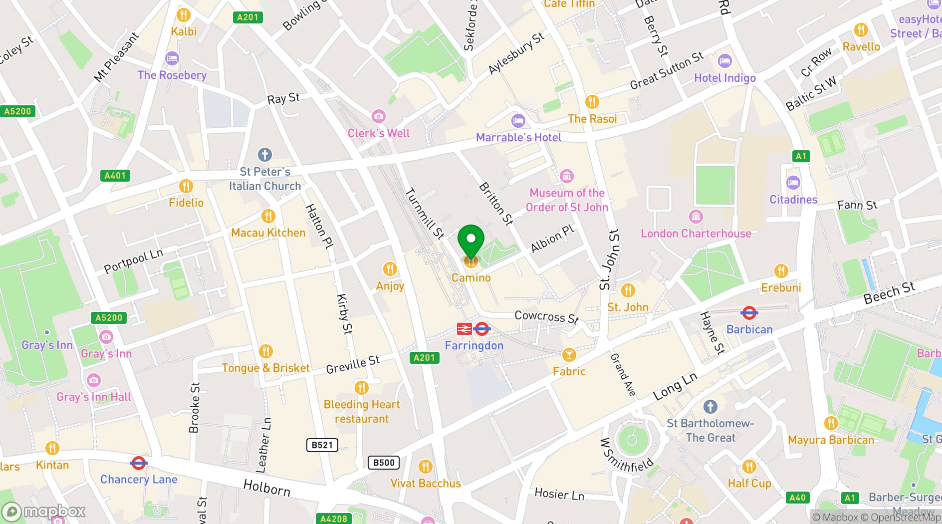 Map showing Iberica Farringdon