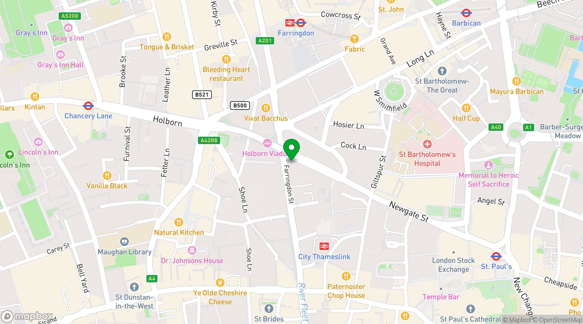 Map showing Farringdon Tap