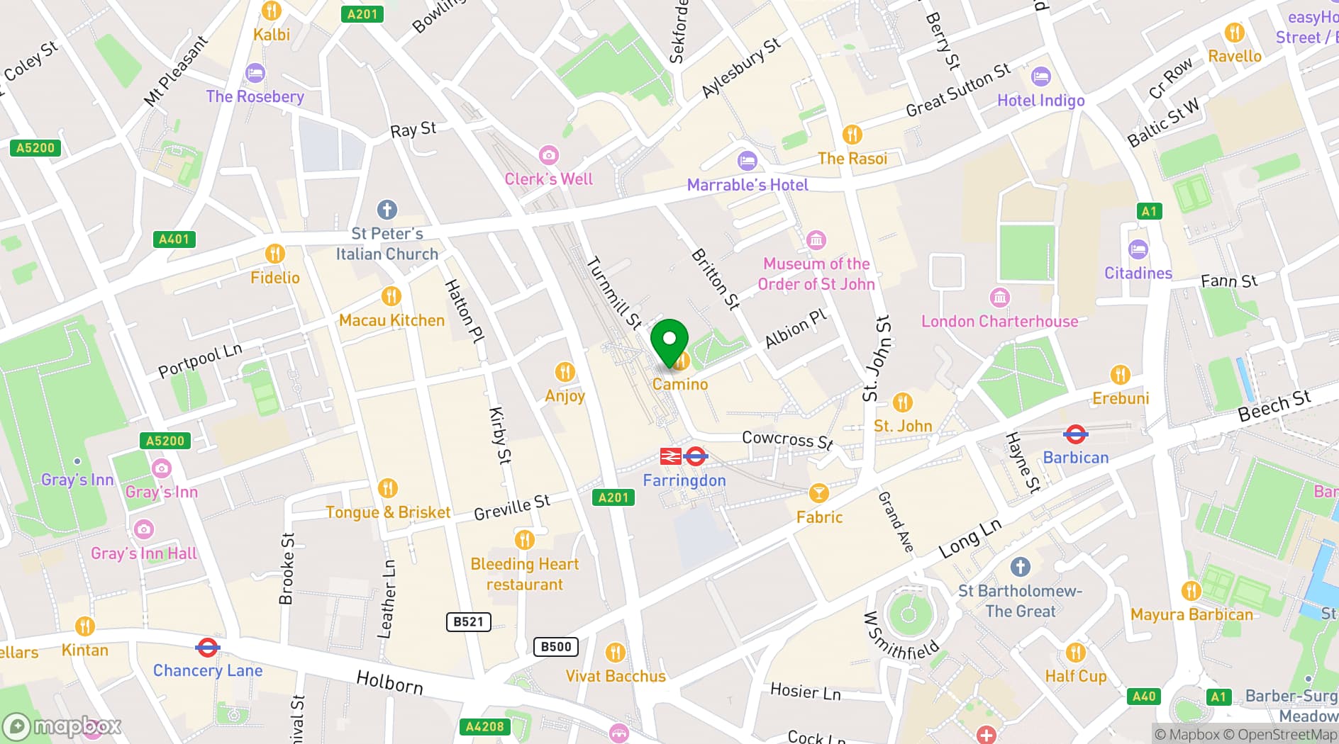 Map showing Ibérica Farringdon
