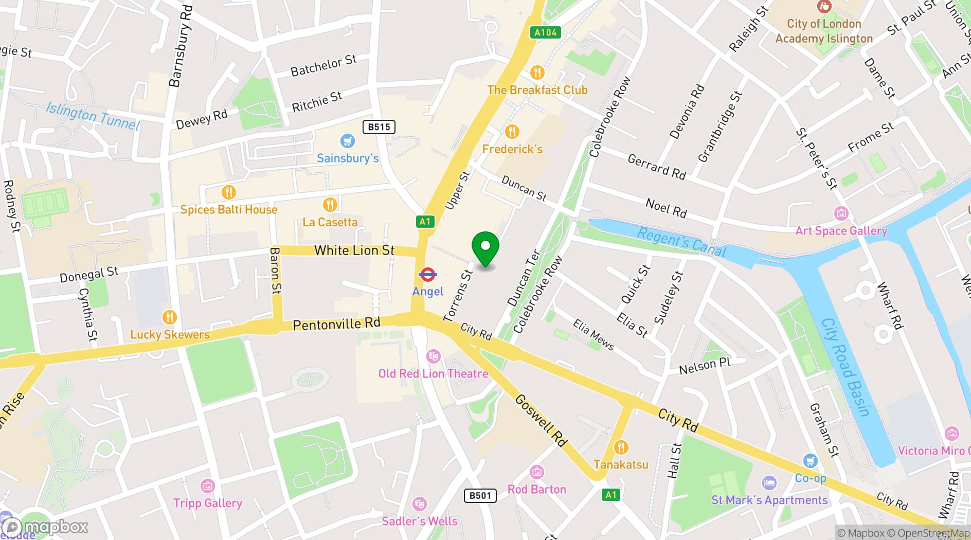 Map showing The Candlelight Club
