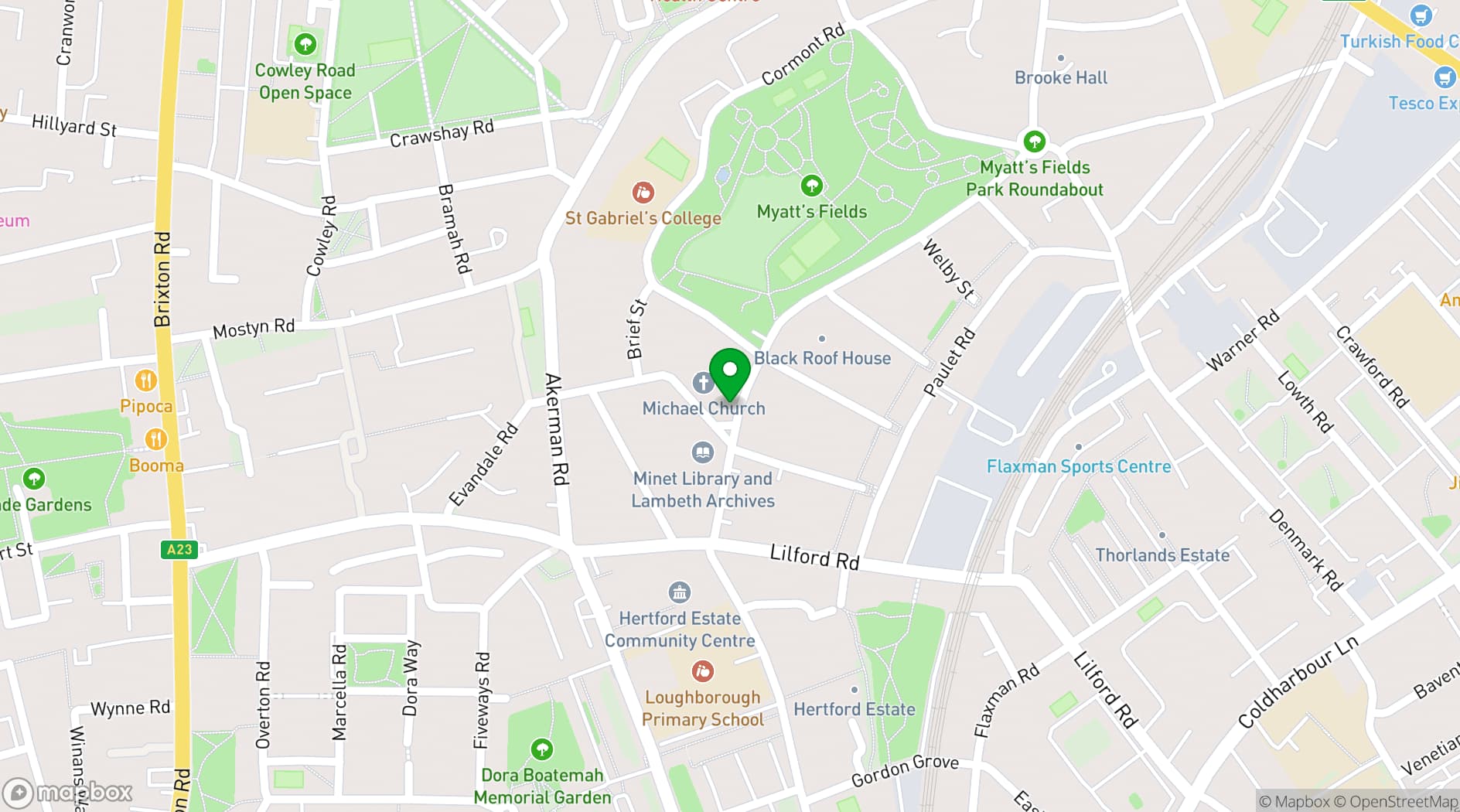 Map showing Longfield Hall