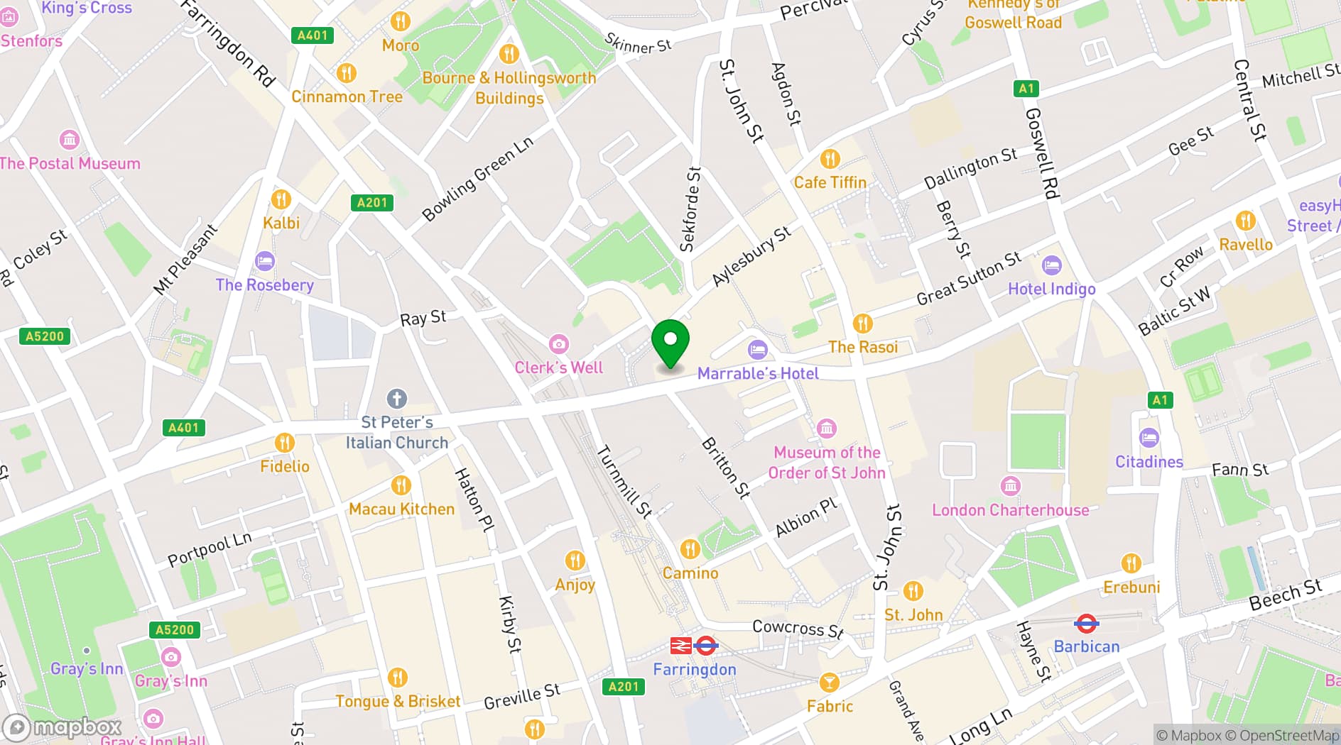 Map showing Clerkenwell space