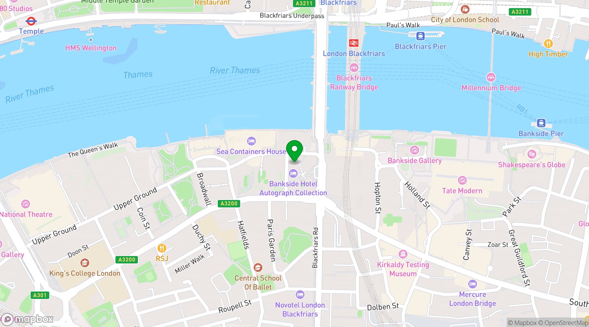Map showing Bankside Hotel
