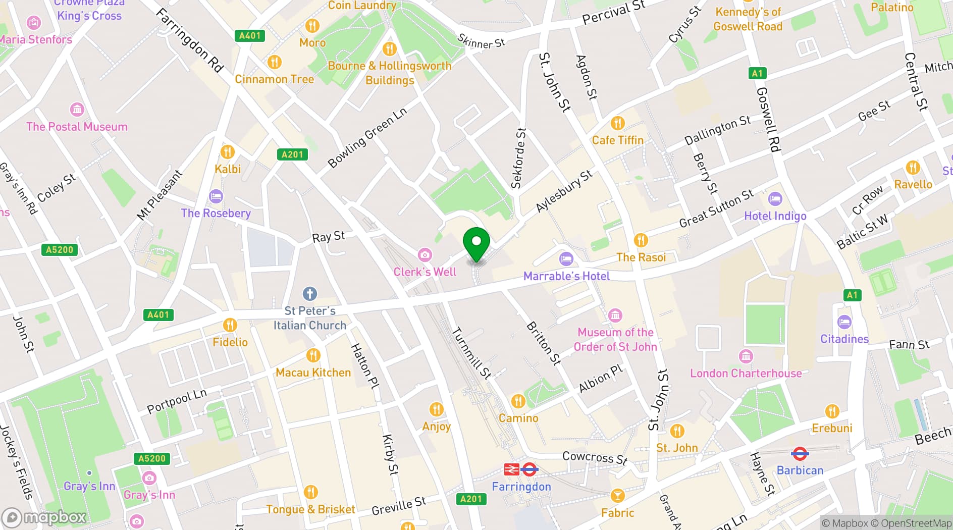 Map showing Wallacespace Clerkenwell Green