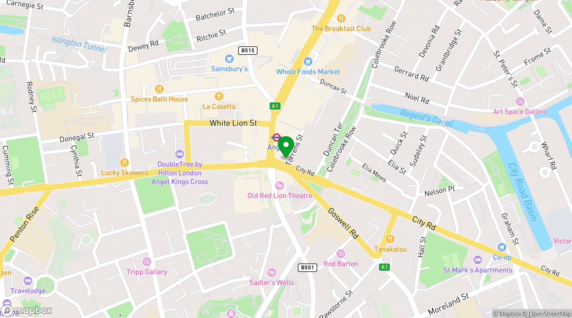Map showing BrewDog Angel