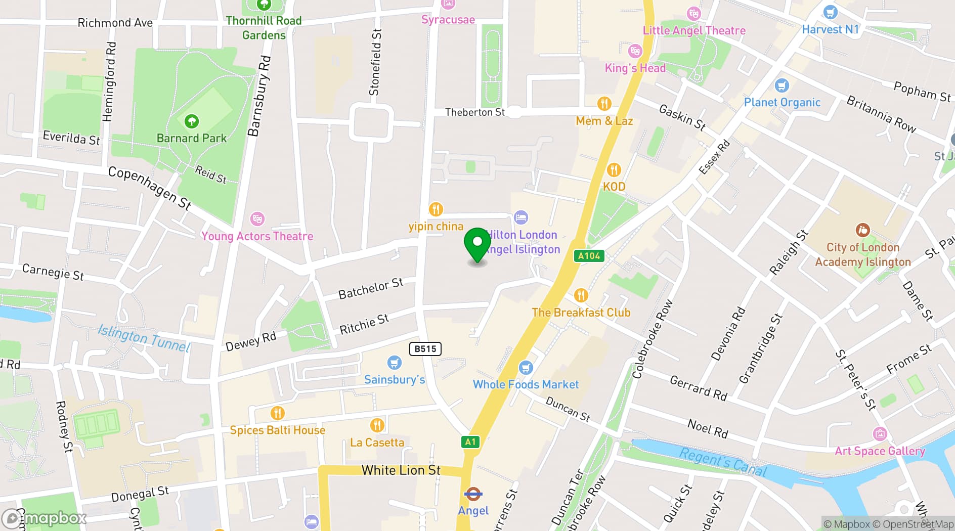 Map showing Business Design Centre