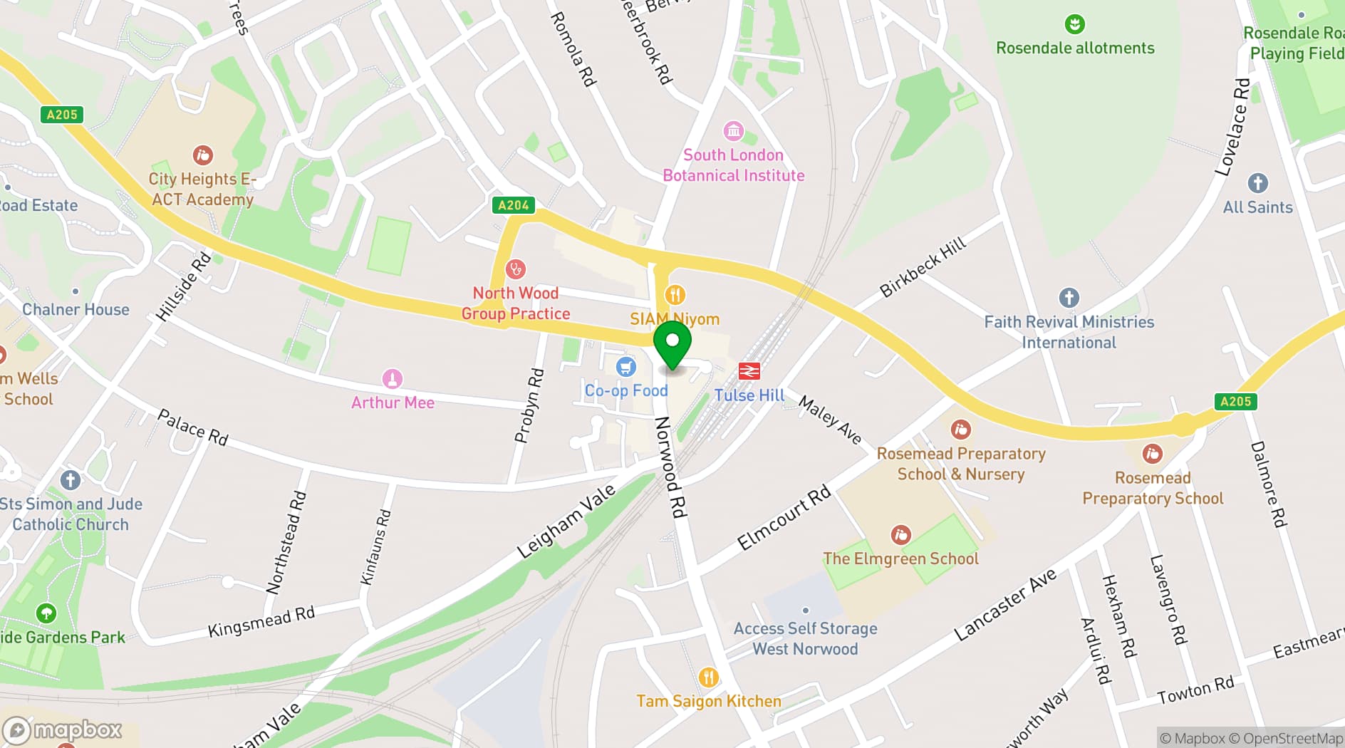 Map showing Queen of The South Pub