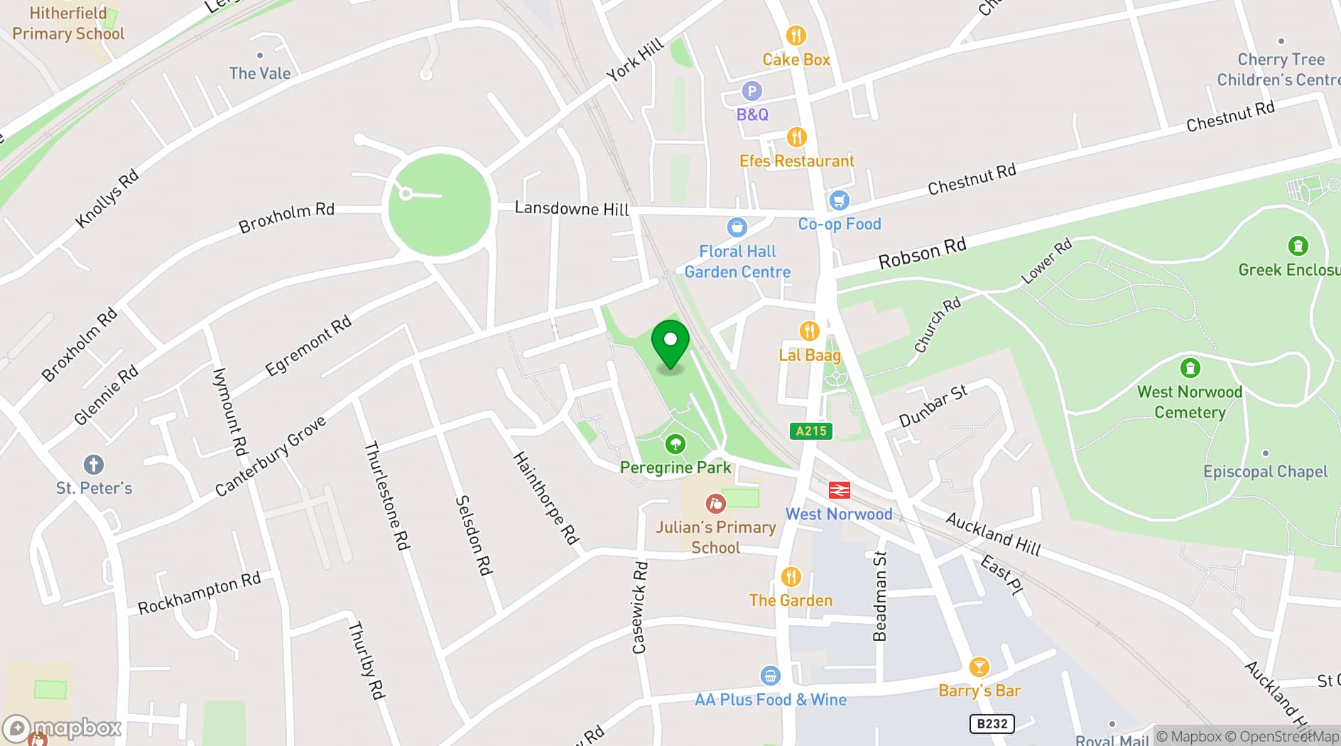 Map showing West Norwood Health and Leisure Centre