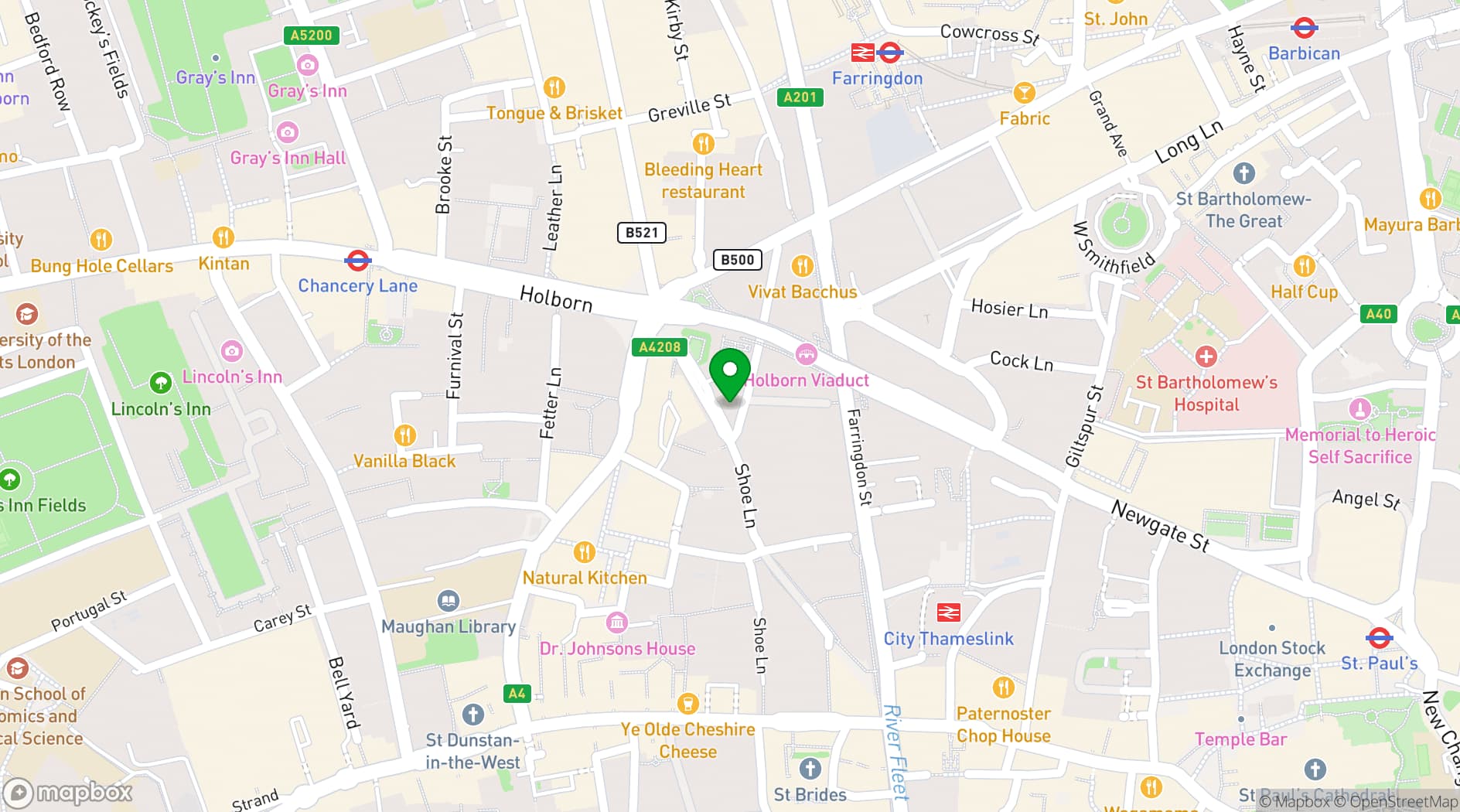 Map showing Holborn Venues