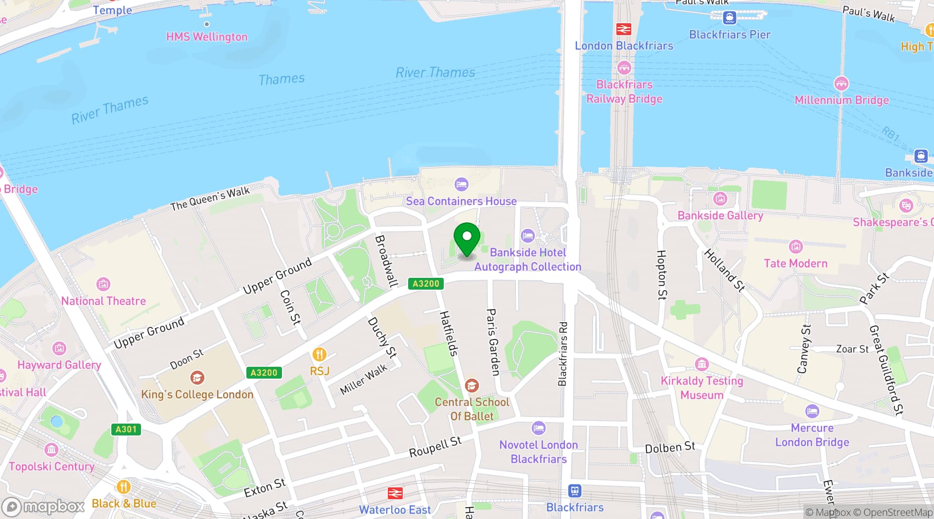 Map showing Big Belly Bar and Comedy Club
