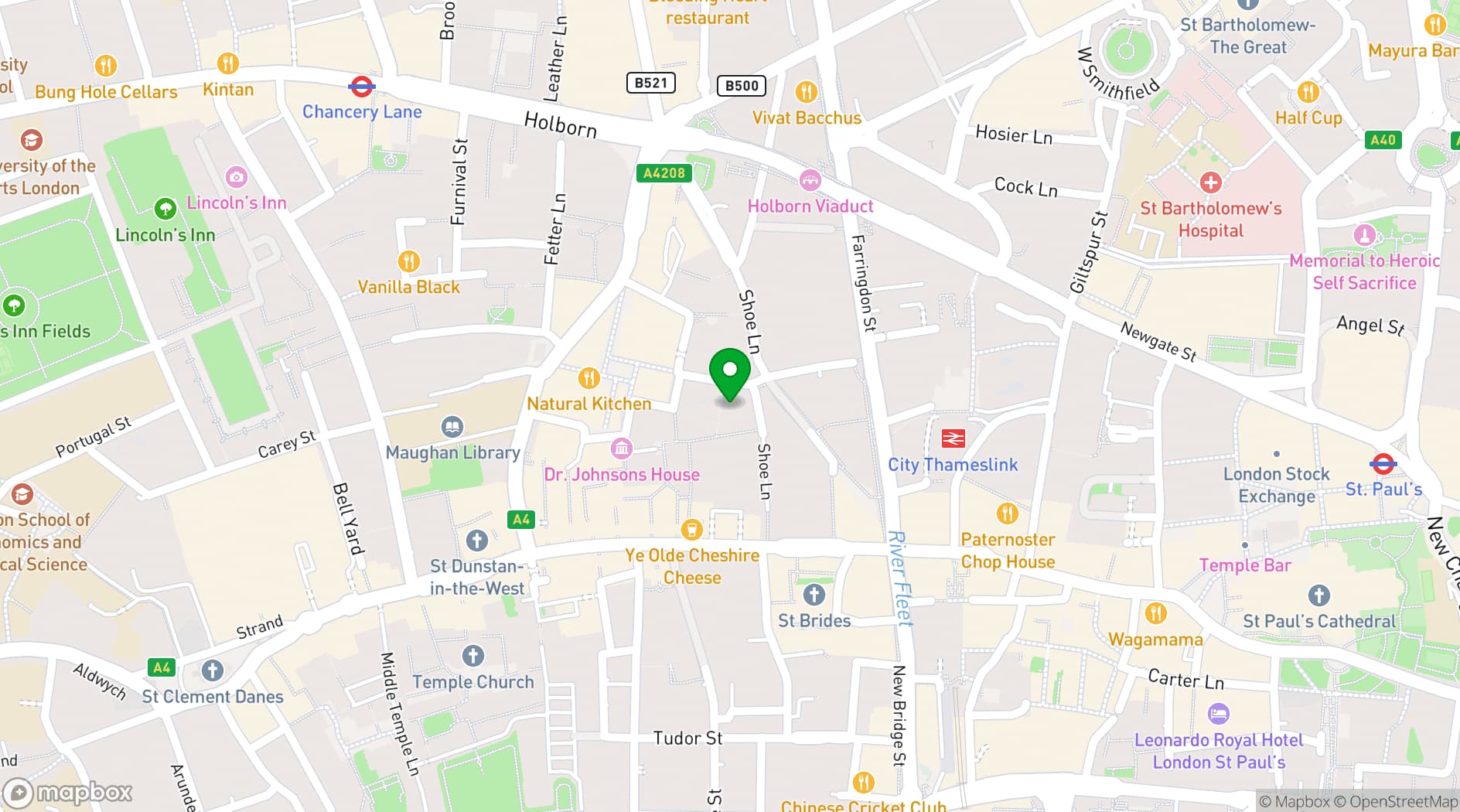 Map showing Be At One, Shoe Lane