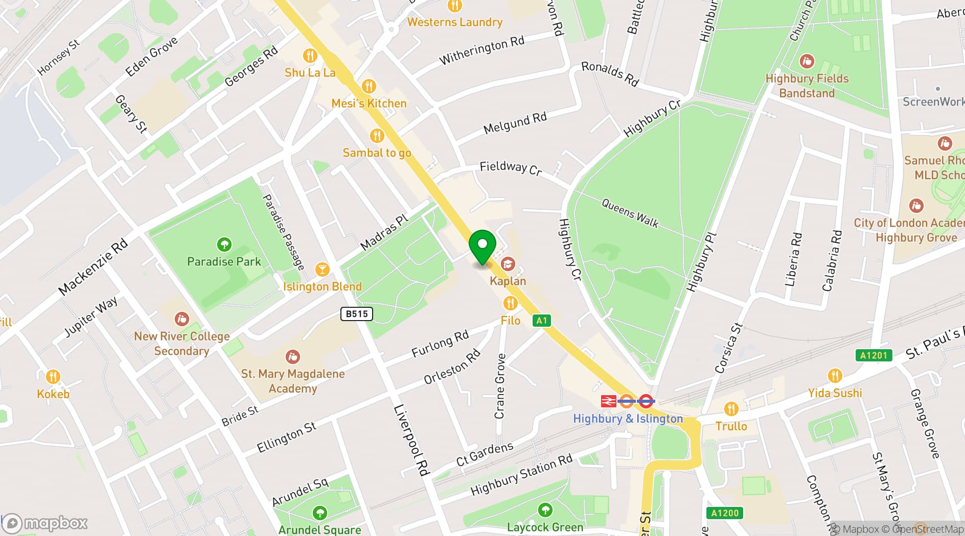Map showing Vagabond coffee 