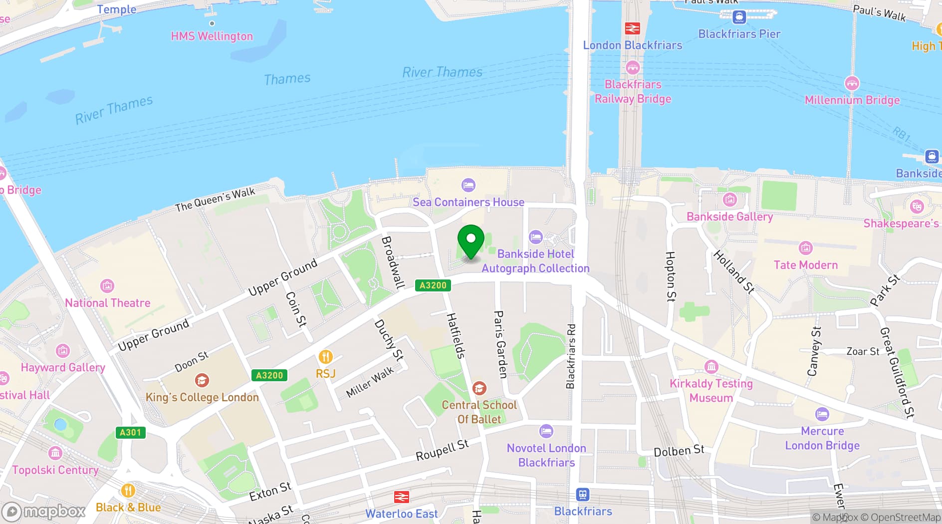 Map showing Big Belly Bar and Comedy Club