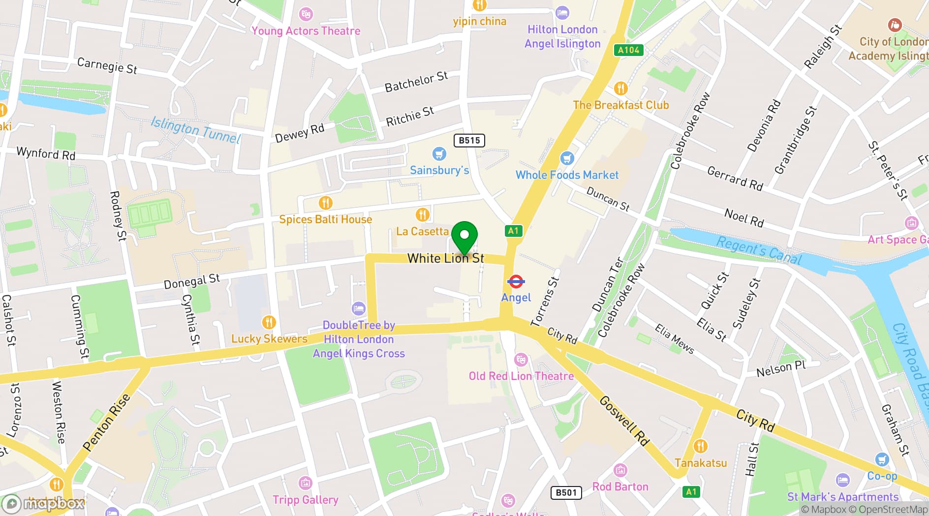 Map showing THE BLOCK