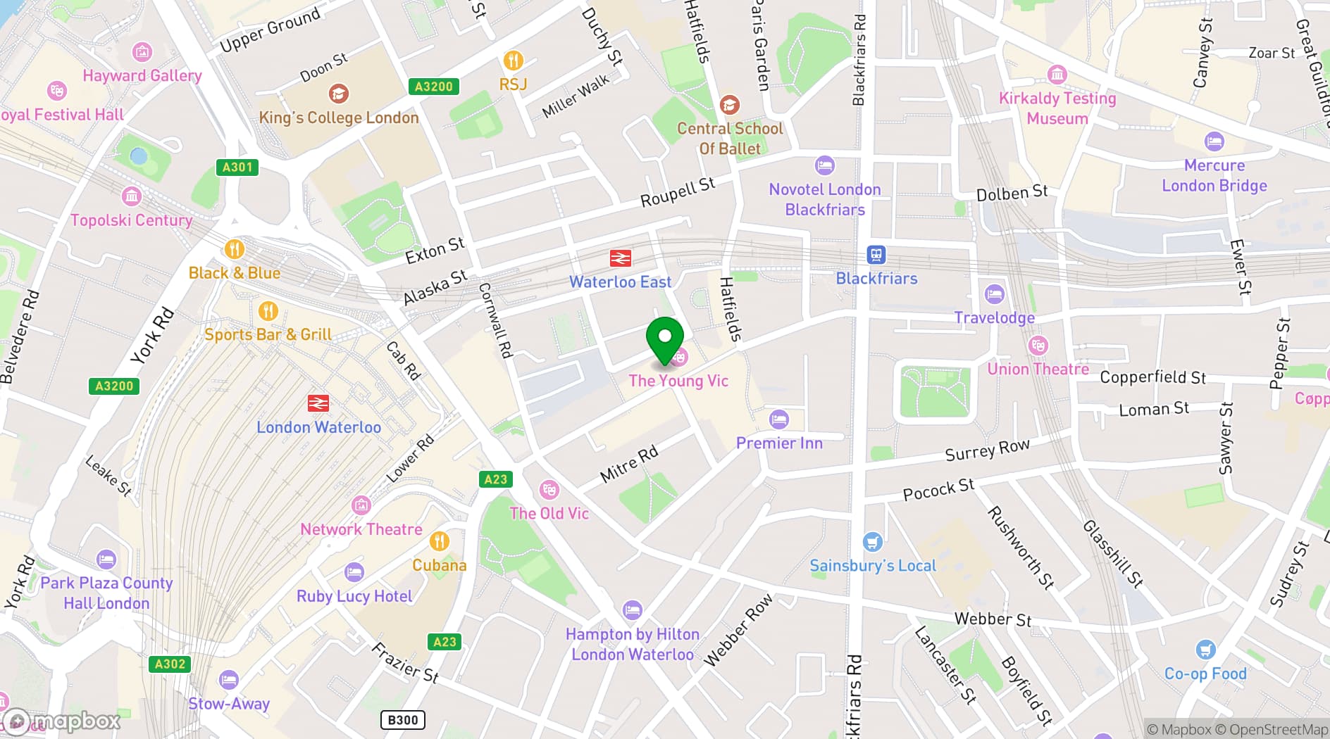 Map showing The Young Vic