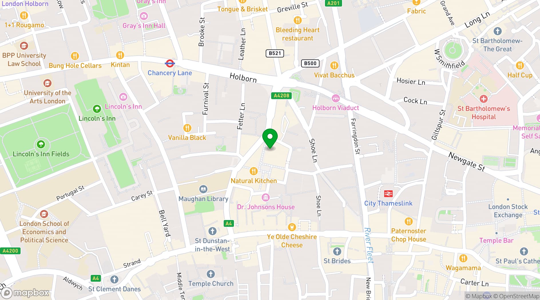 Map showing Townhouse Chancery Lane