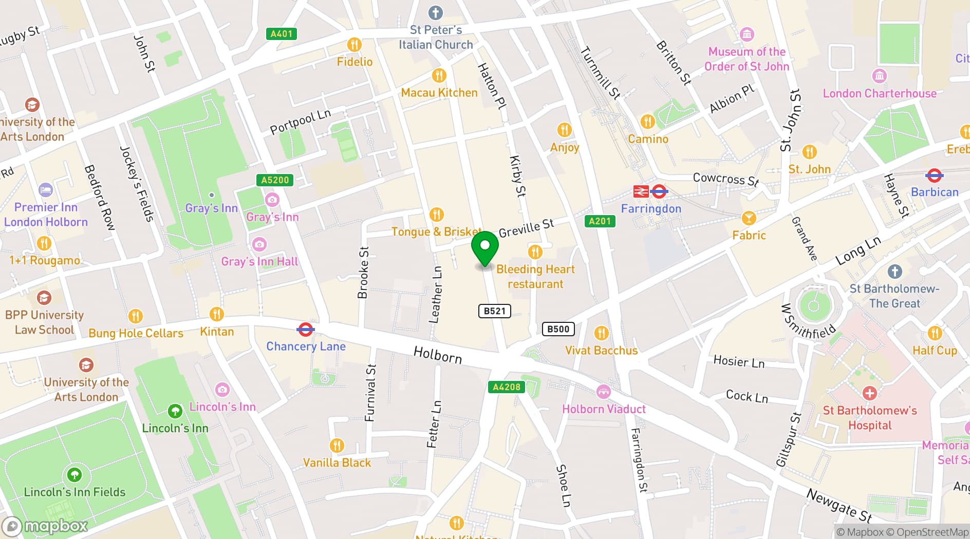 Map showing Headspace Farringdon