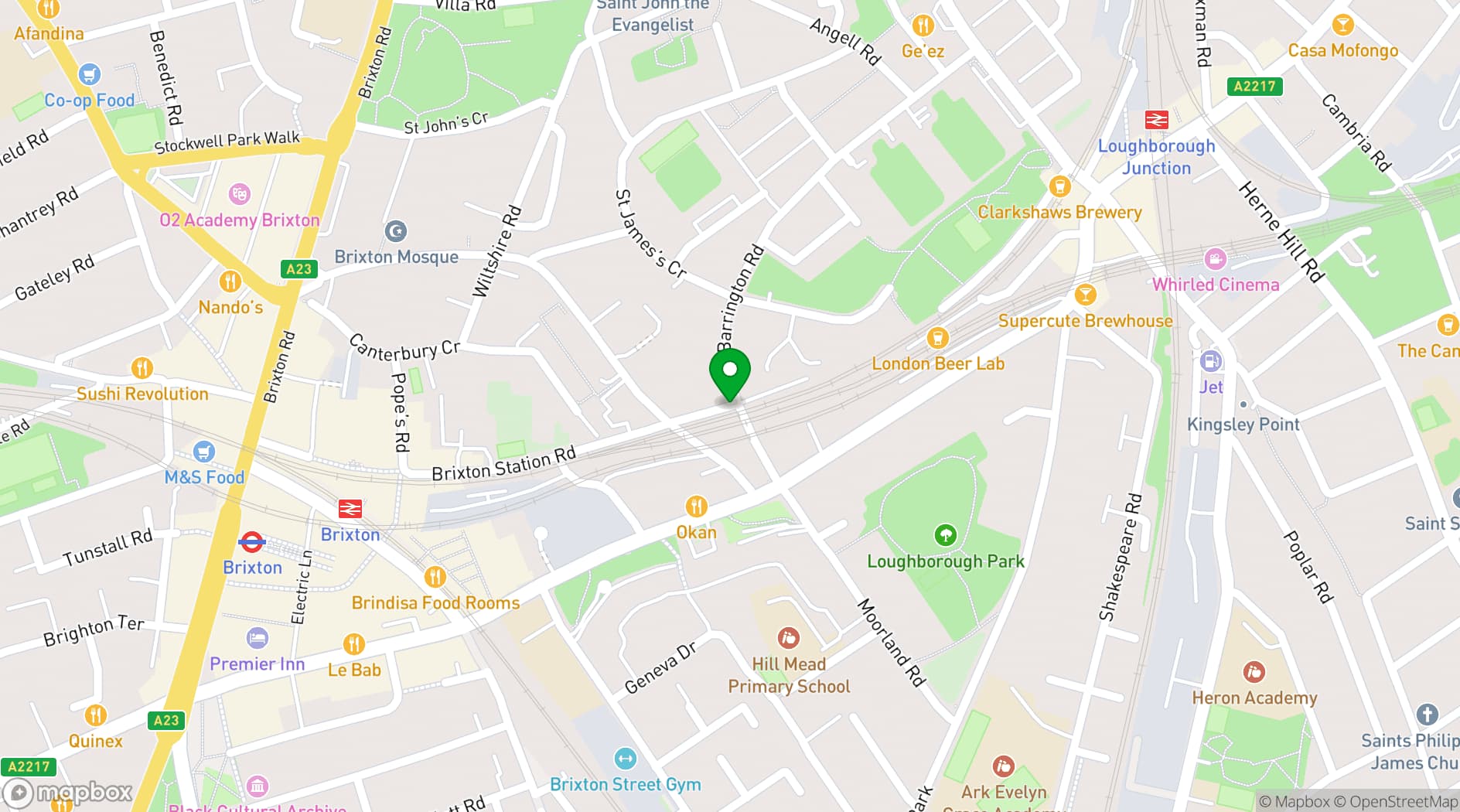 Map showing Studio Z Brixton