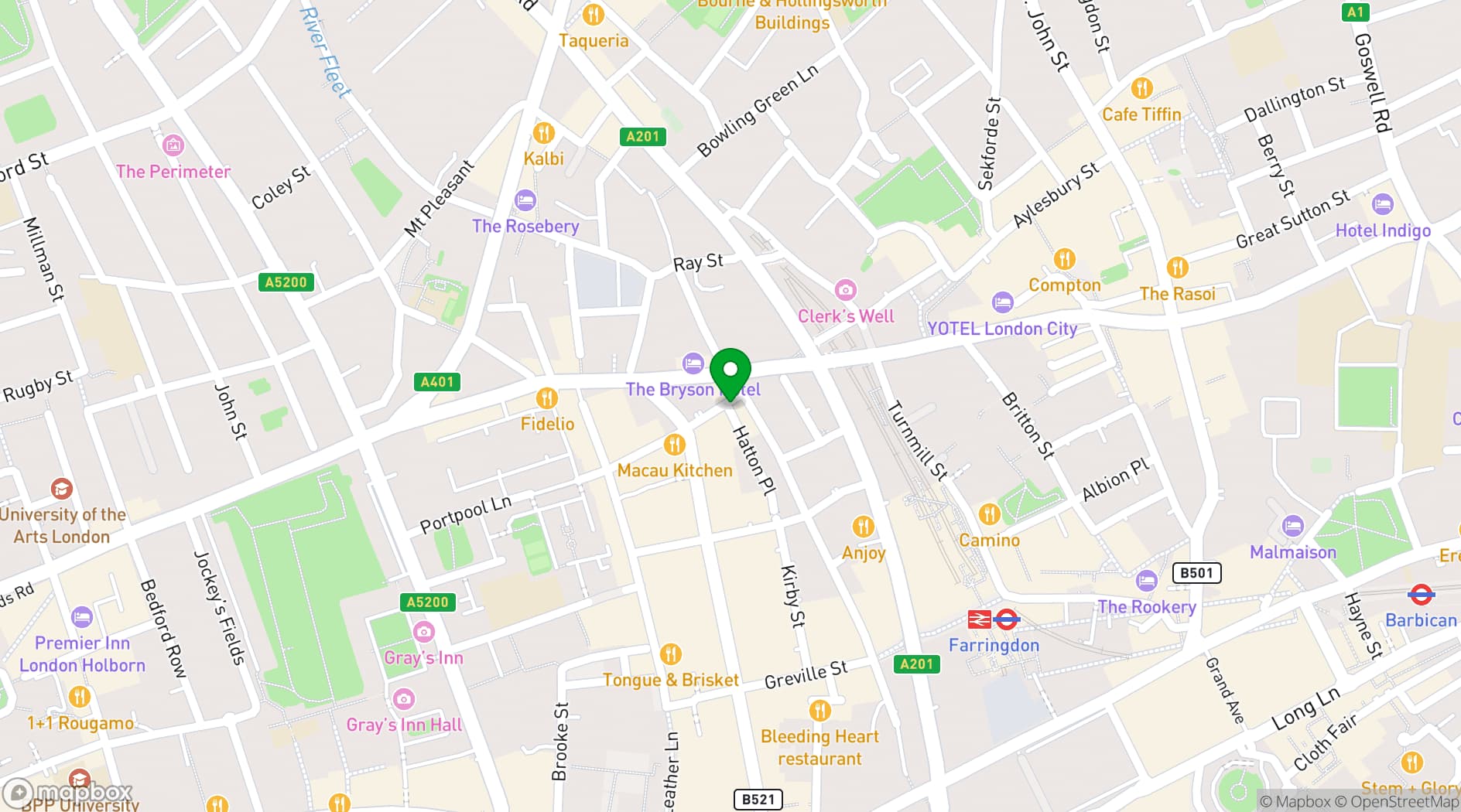 Map showing The Hat & Tun
