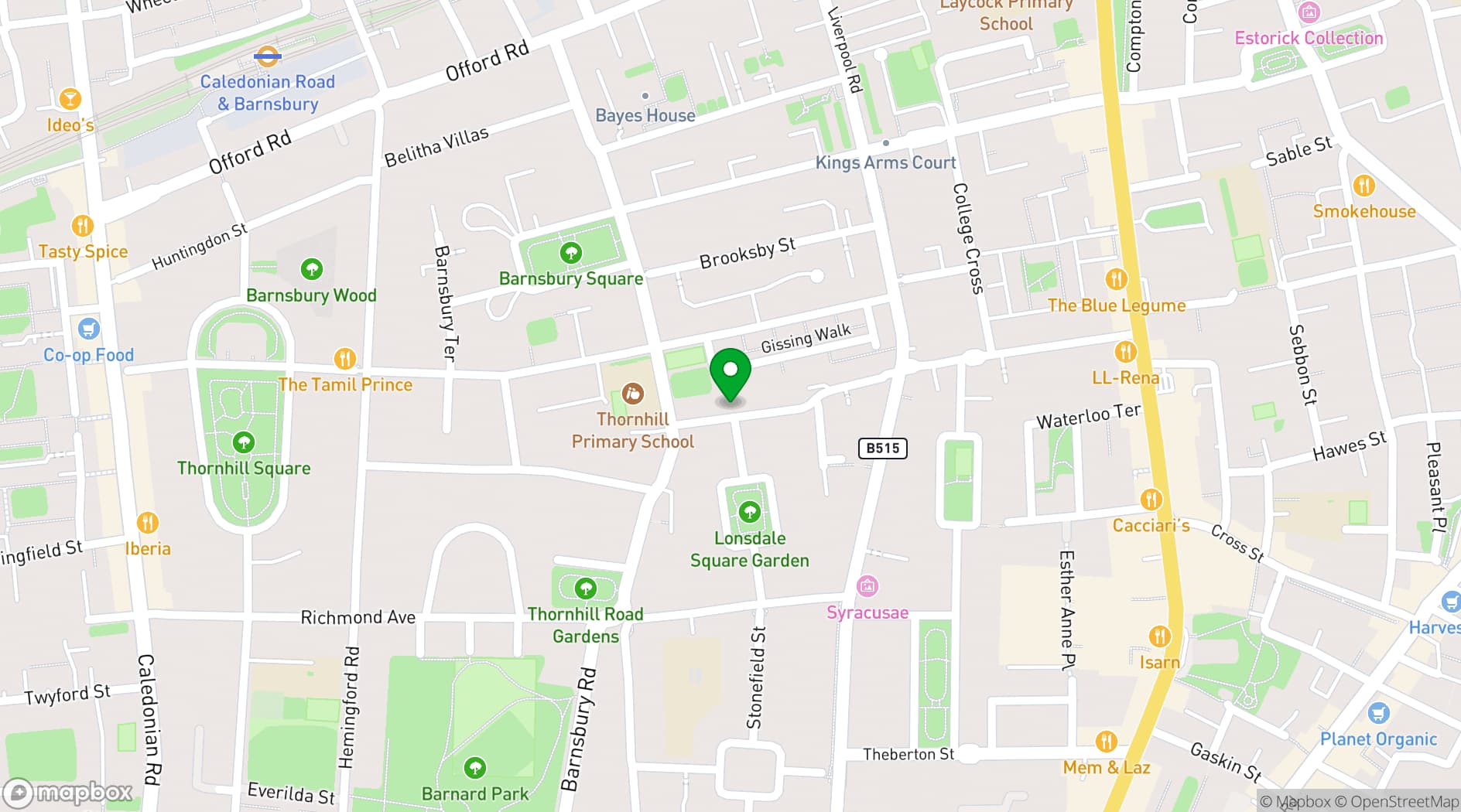 Map showing The Drapers Arms