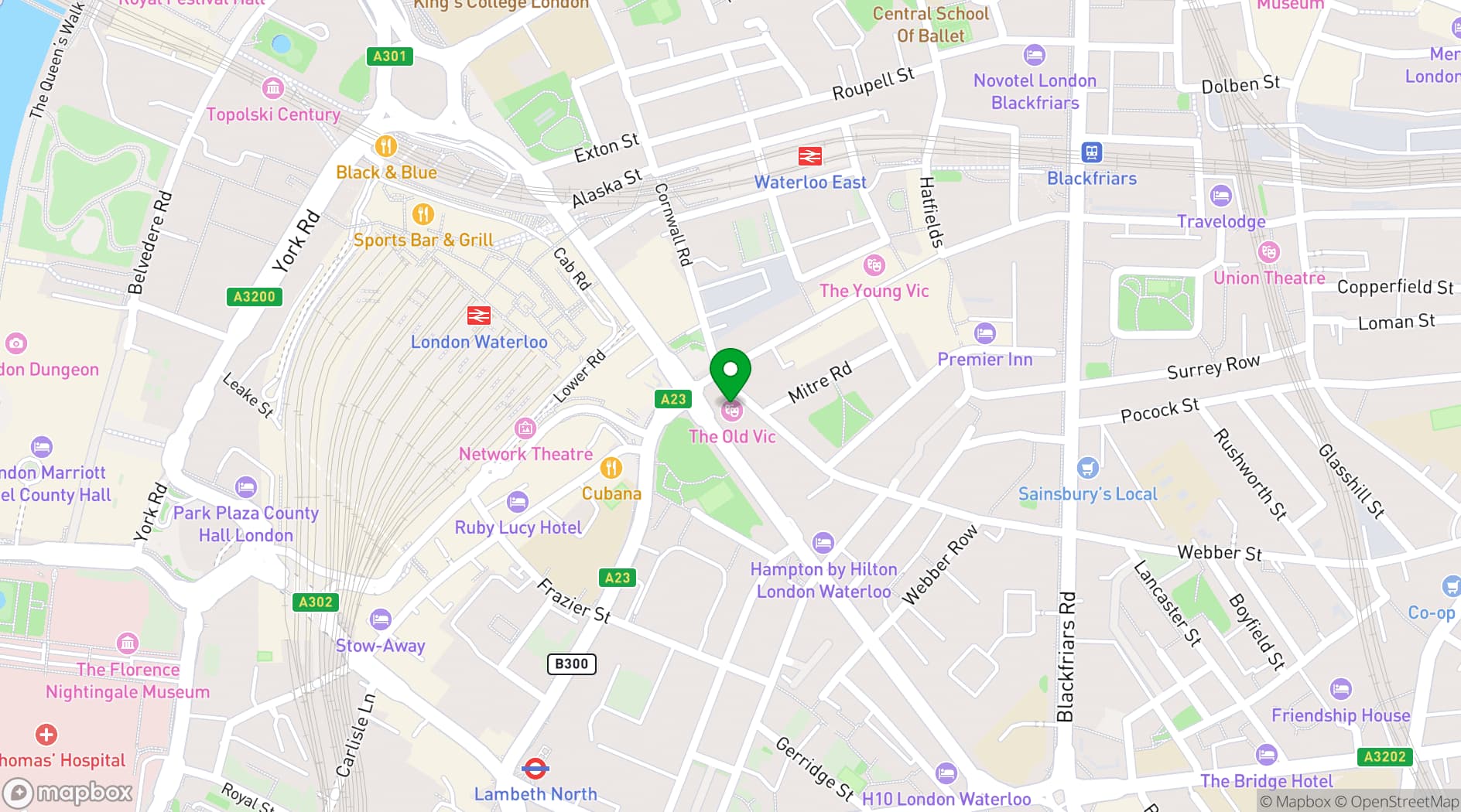Map showing The Old Vic
