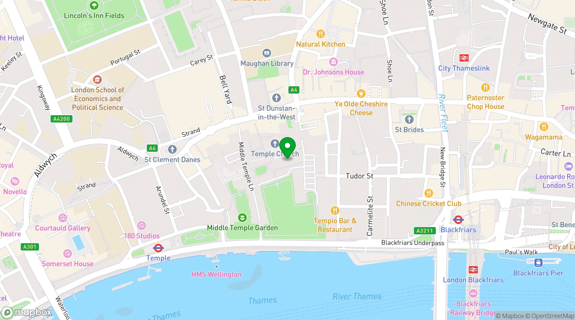 Map showing The Honourable Society of The Inner Temple