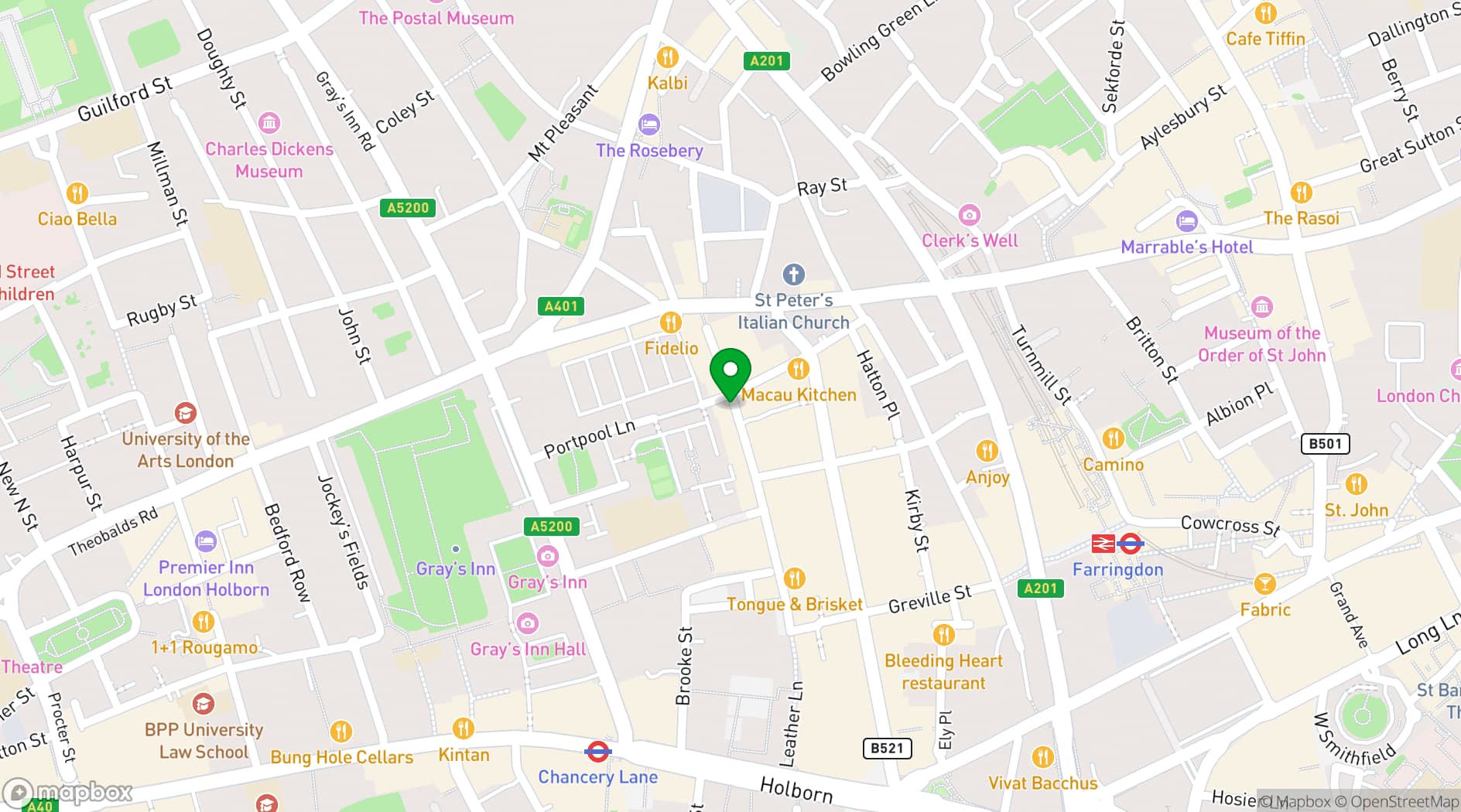 Map showing Attendant Clerkenwell