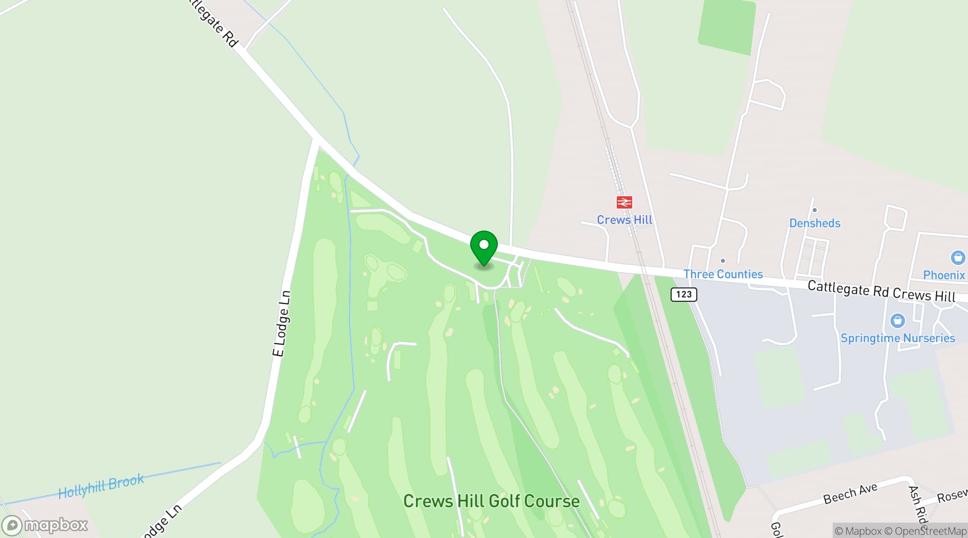 Map showing Crews Hill Golf Club