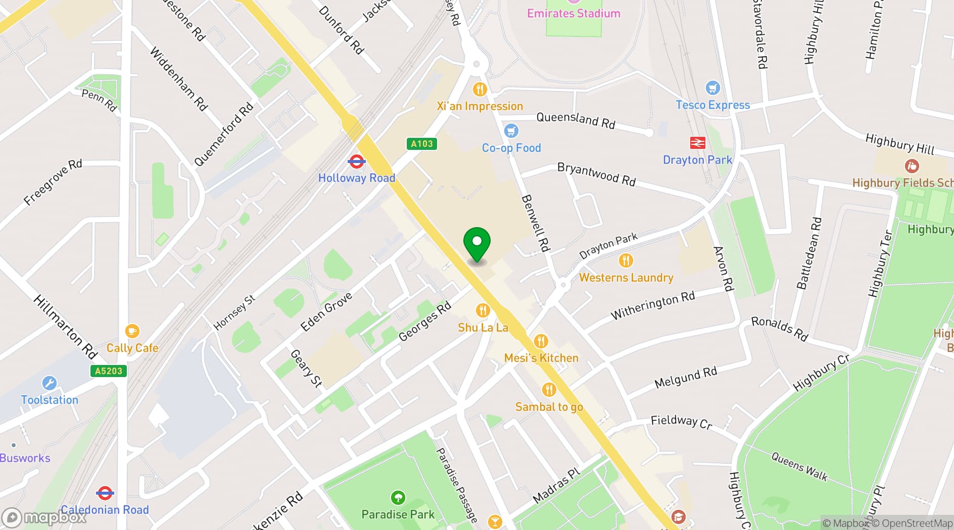 Map showing Great Hall