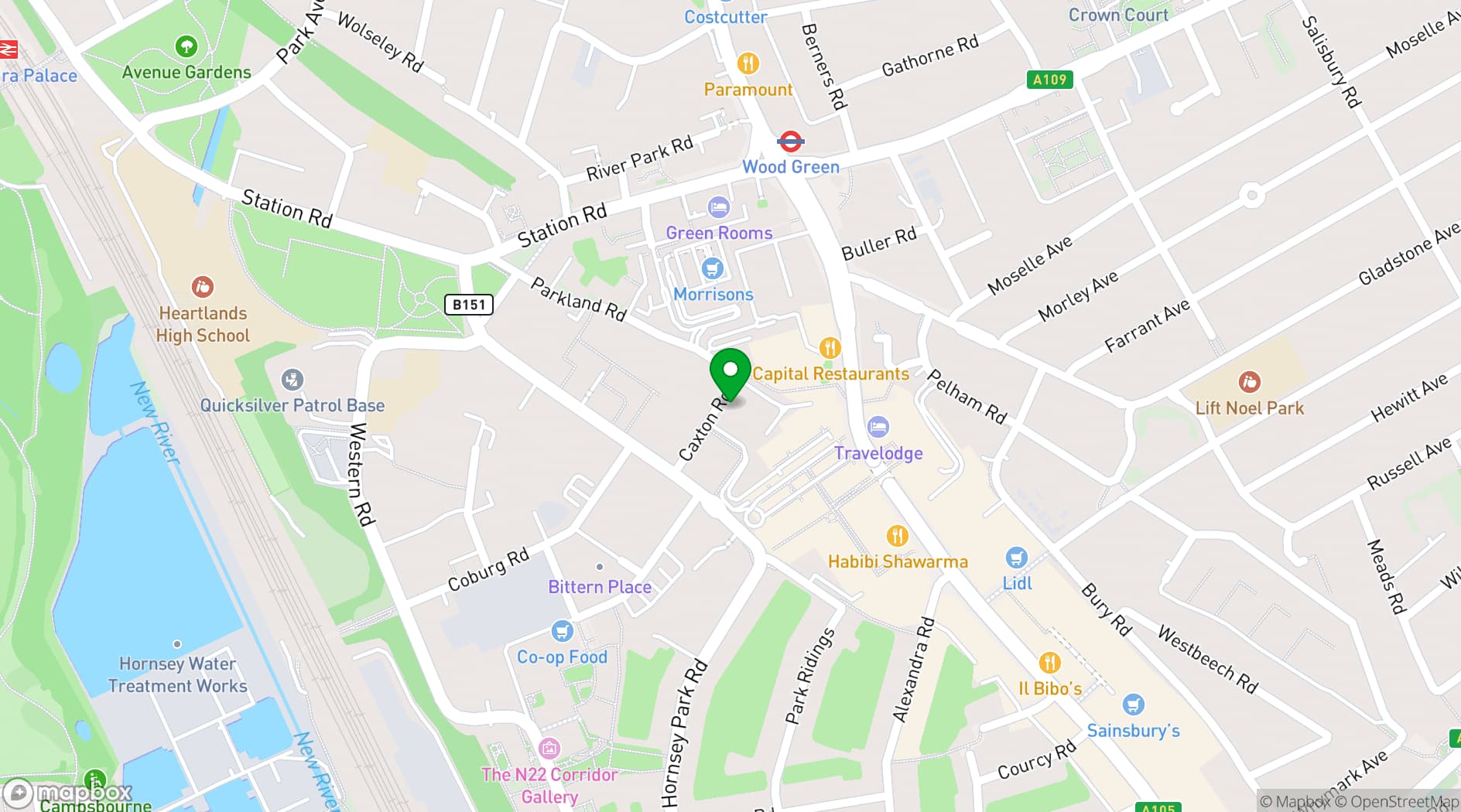Map showing The Community Hub